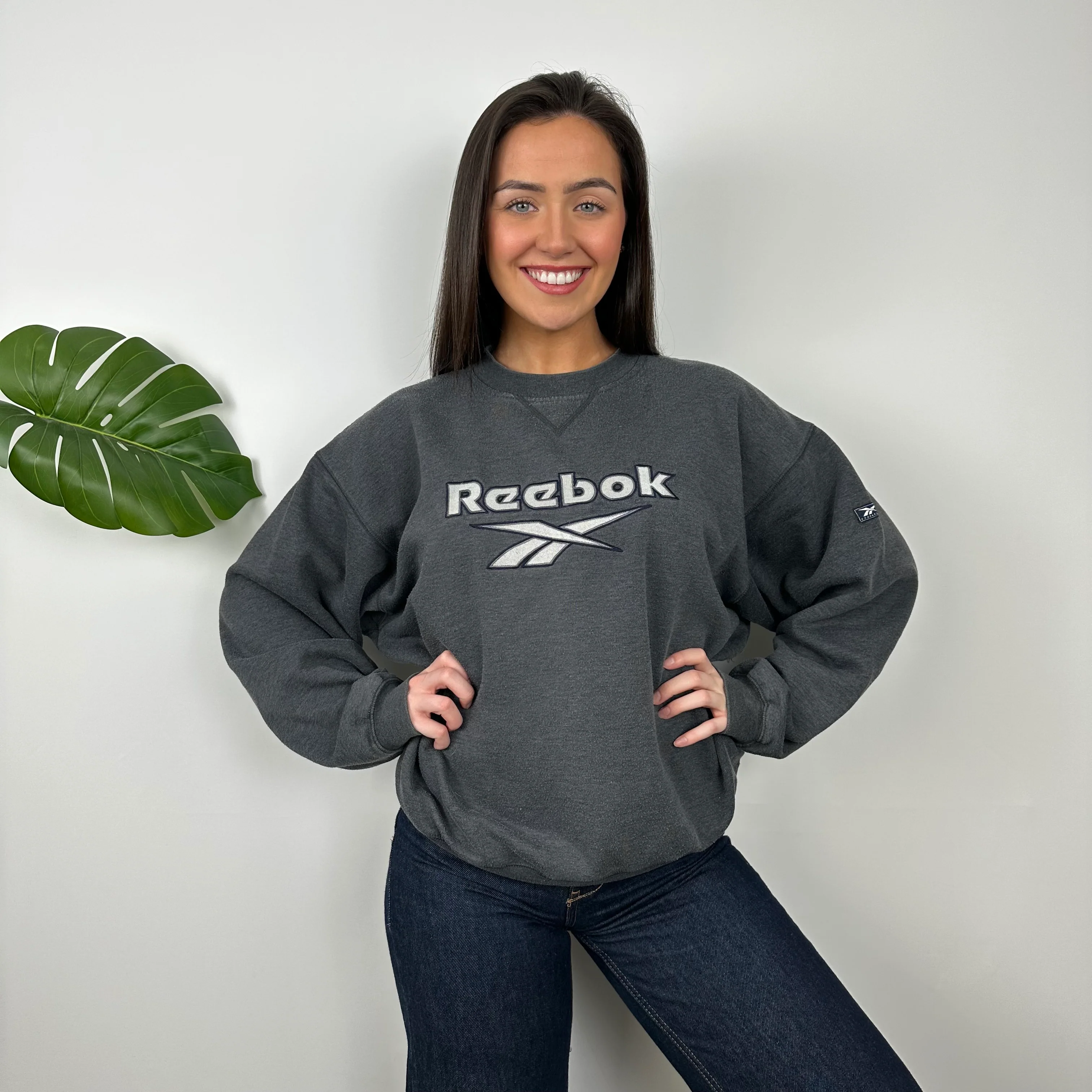 Reebok Grey Embroidered Logo Sweatshirt (L) - Image 2