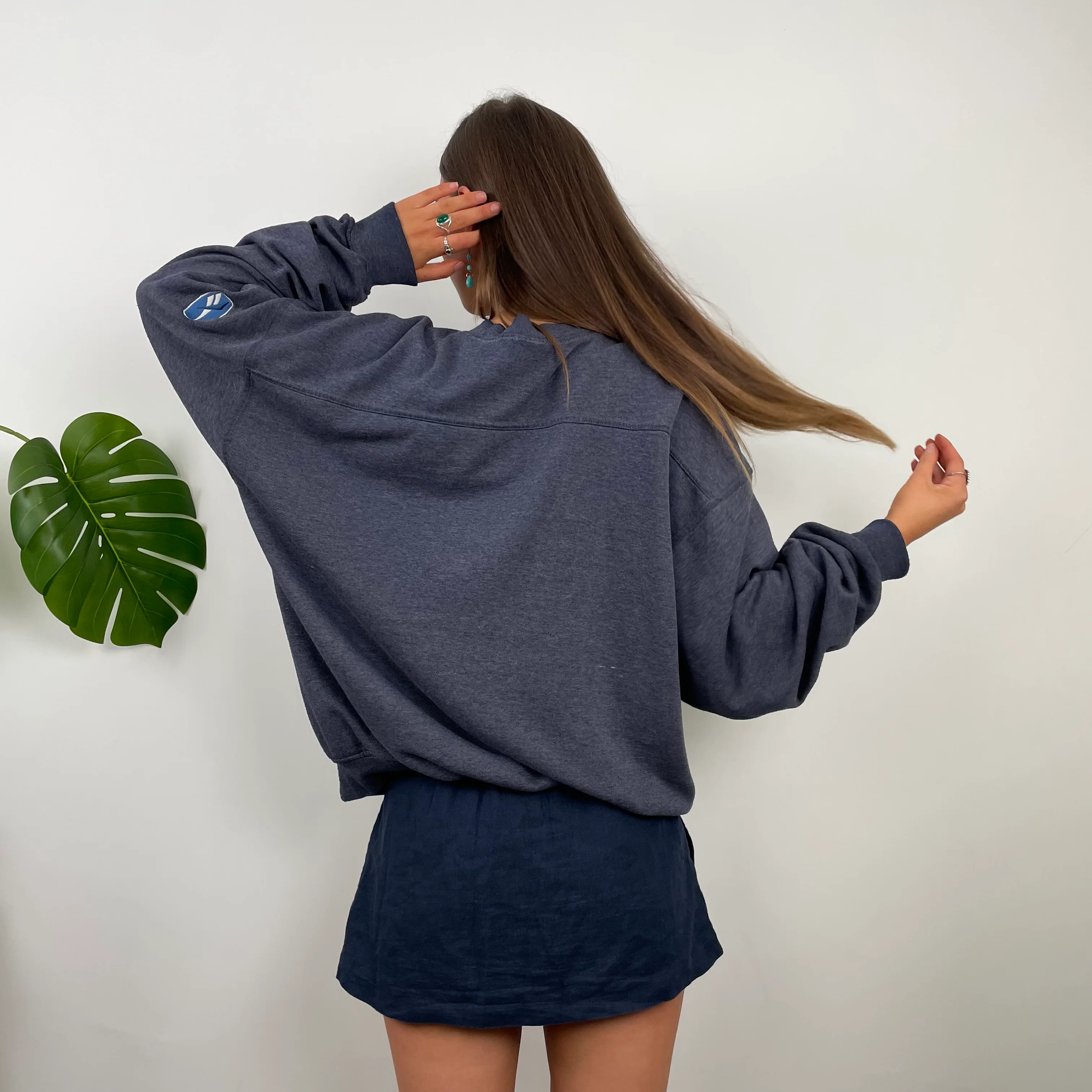 Reebok Grey Embroidered Logo Sweatshirt (L) - Image 5