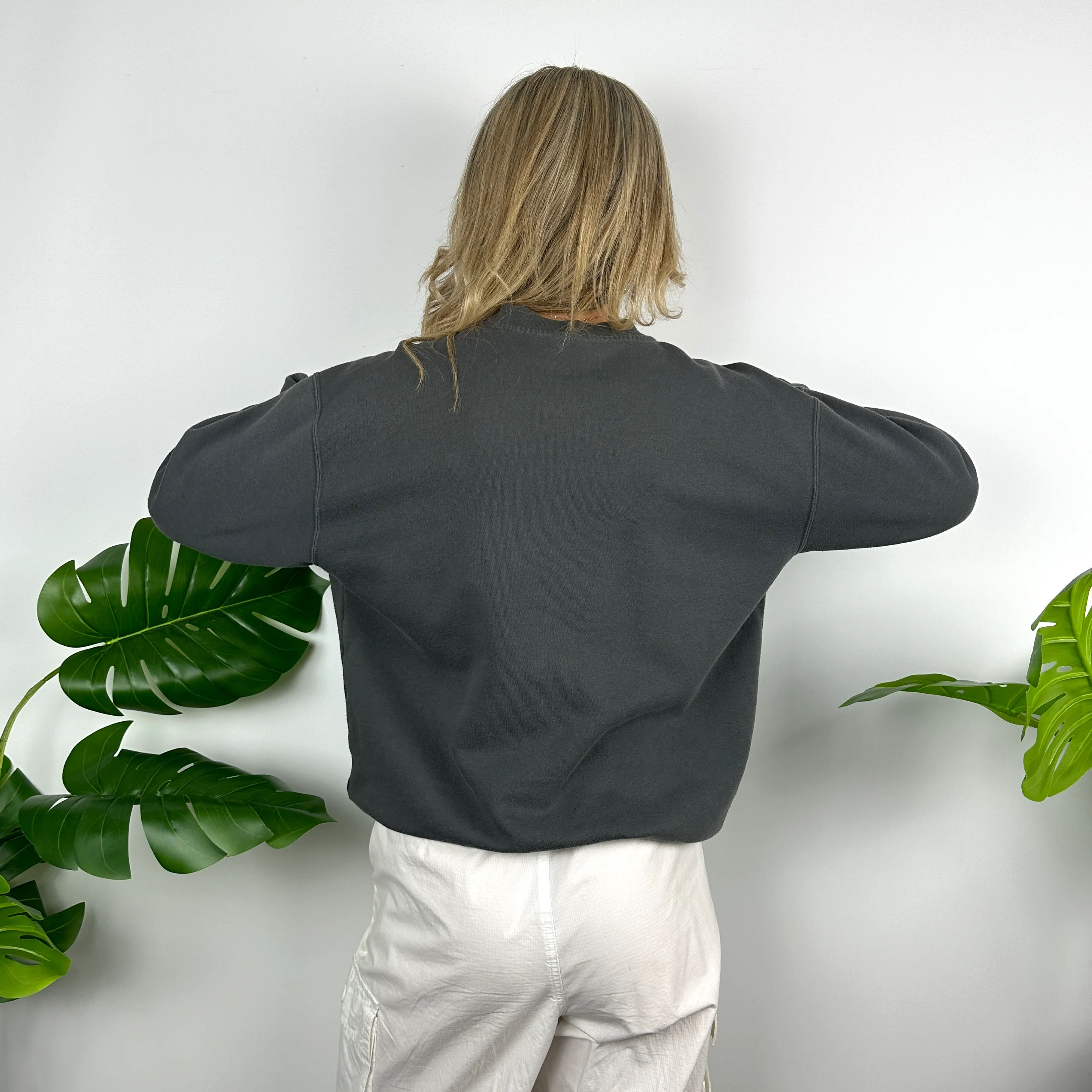Reebok Grey Embroidered Spell Out Sweatshirt (S) - Image 4