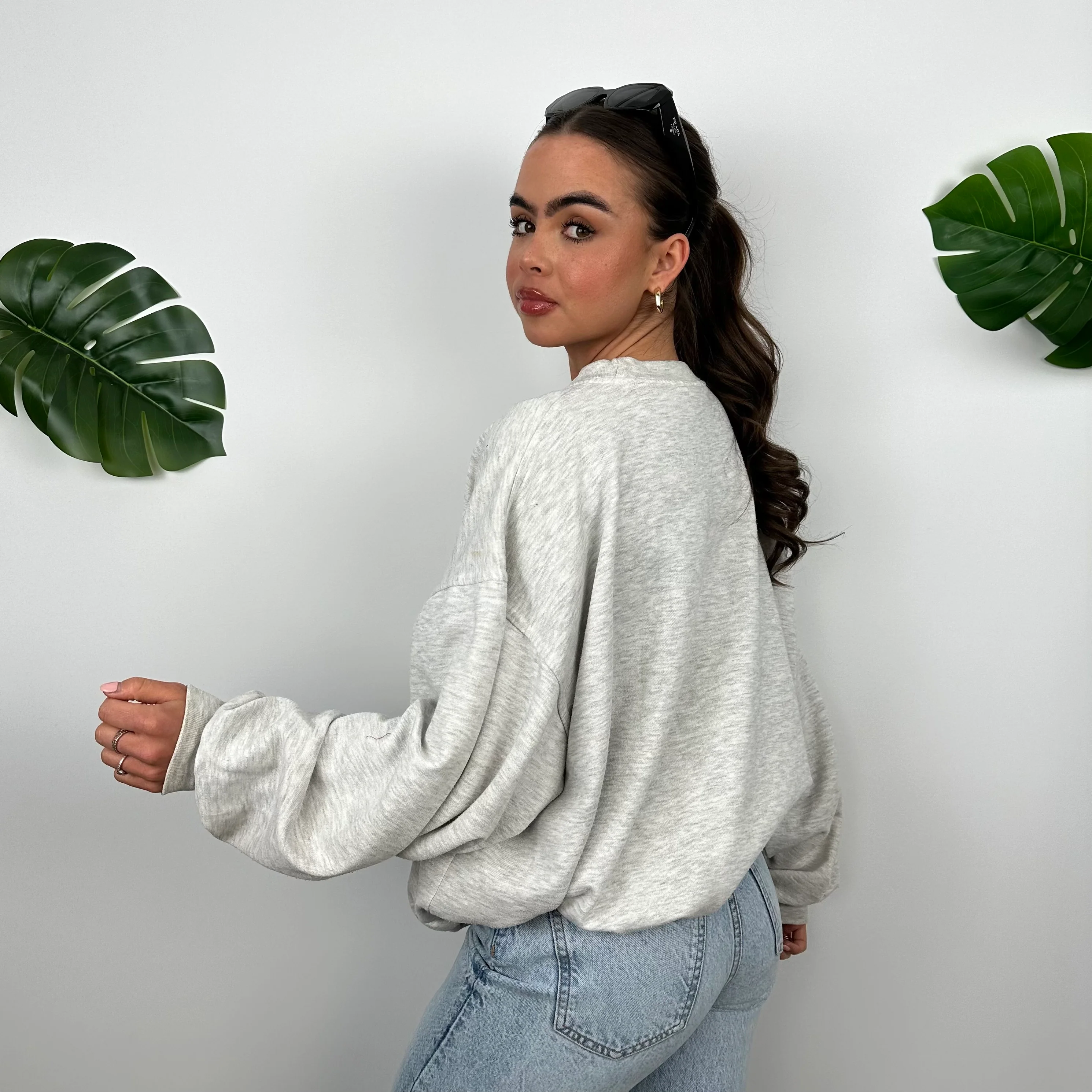 Reebok Grey Embroidered Spell Out Sweatshirt (L) - Image 7