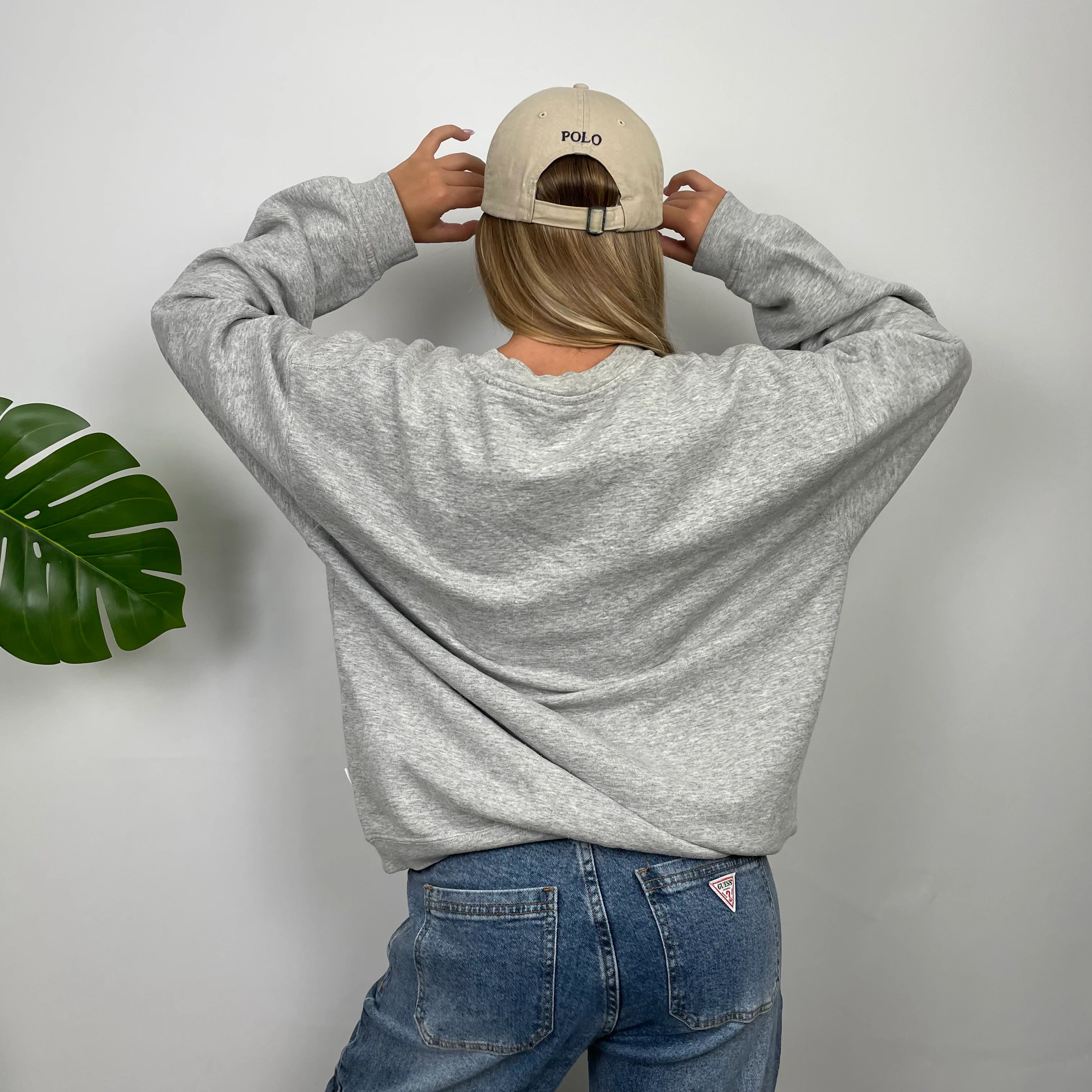 Reebok Grey Embroidered Spell Out Sweatshirt (L) - Image 3