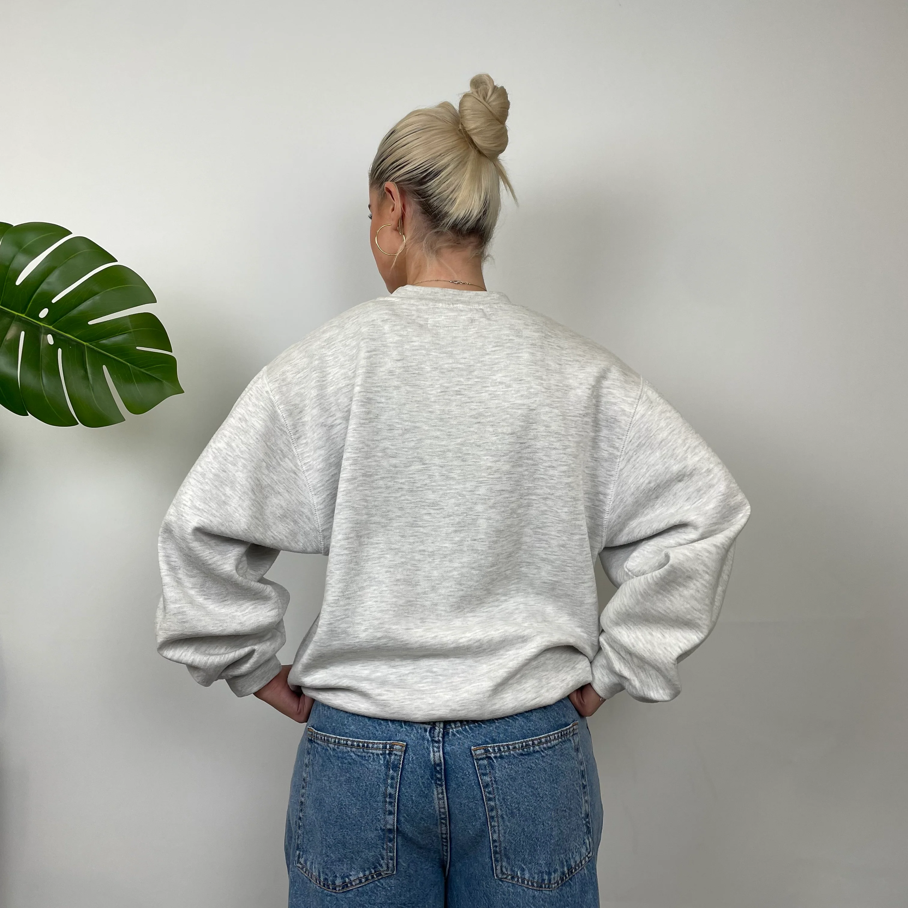 Reebok Grey Embroidered Spell Out Sweatshirt (M) - Image 5
