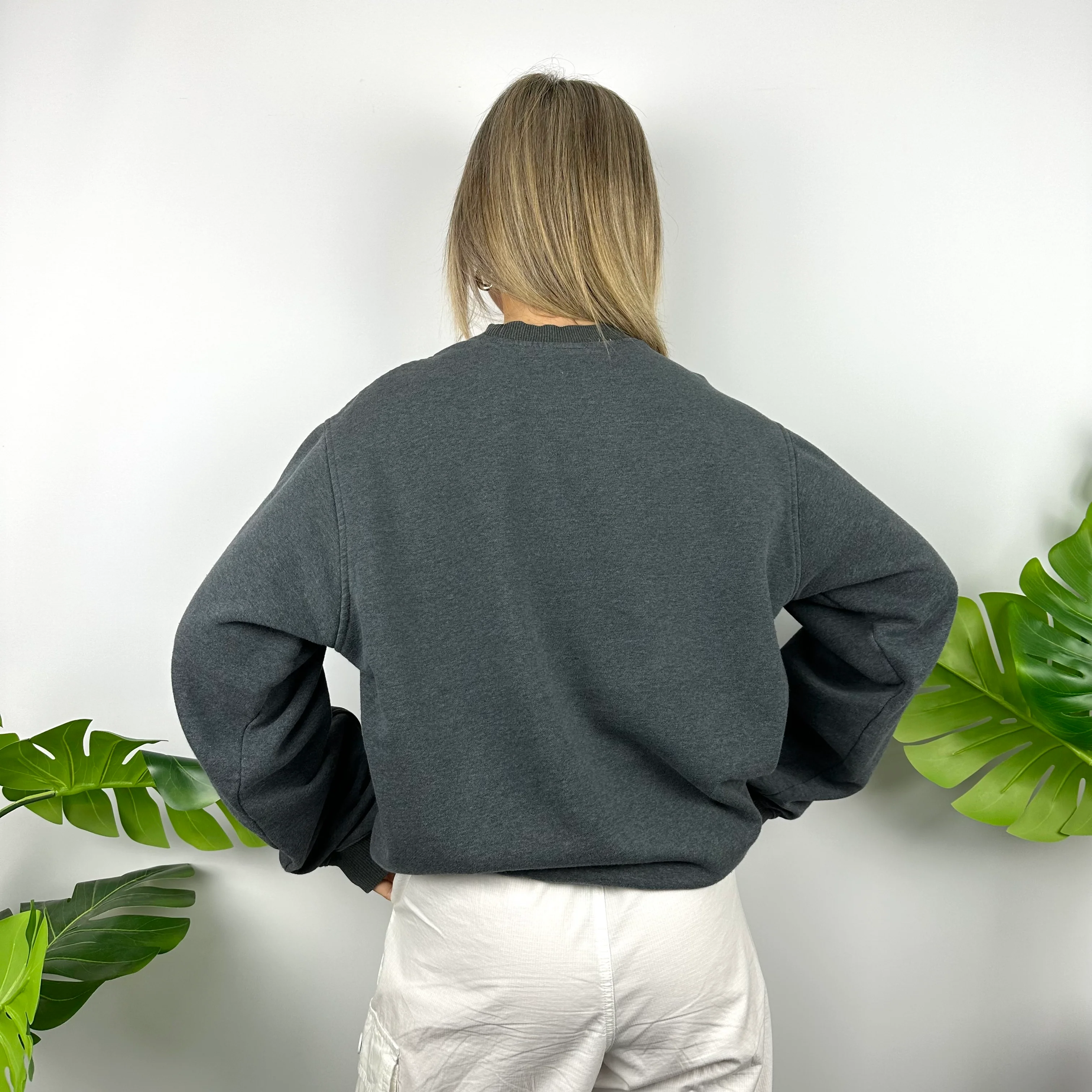 Reebok Grey Embroidered Spell Out Sweatshirt (M) - Image 4