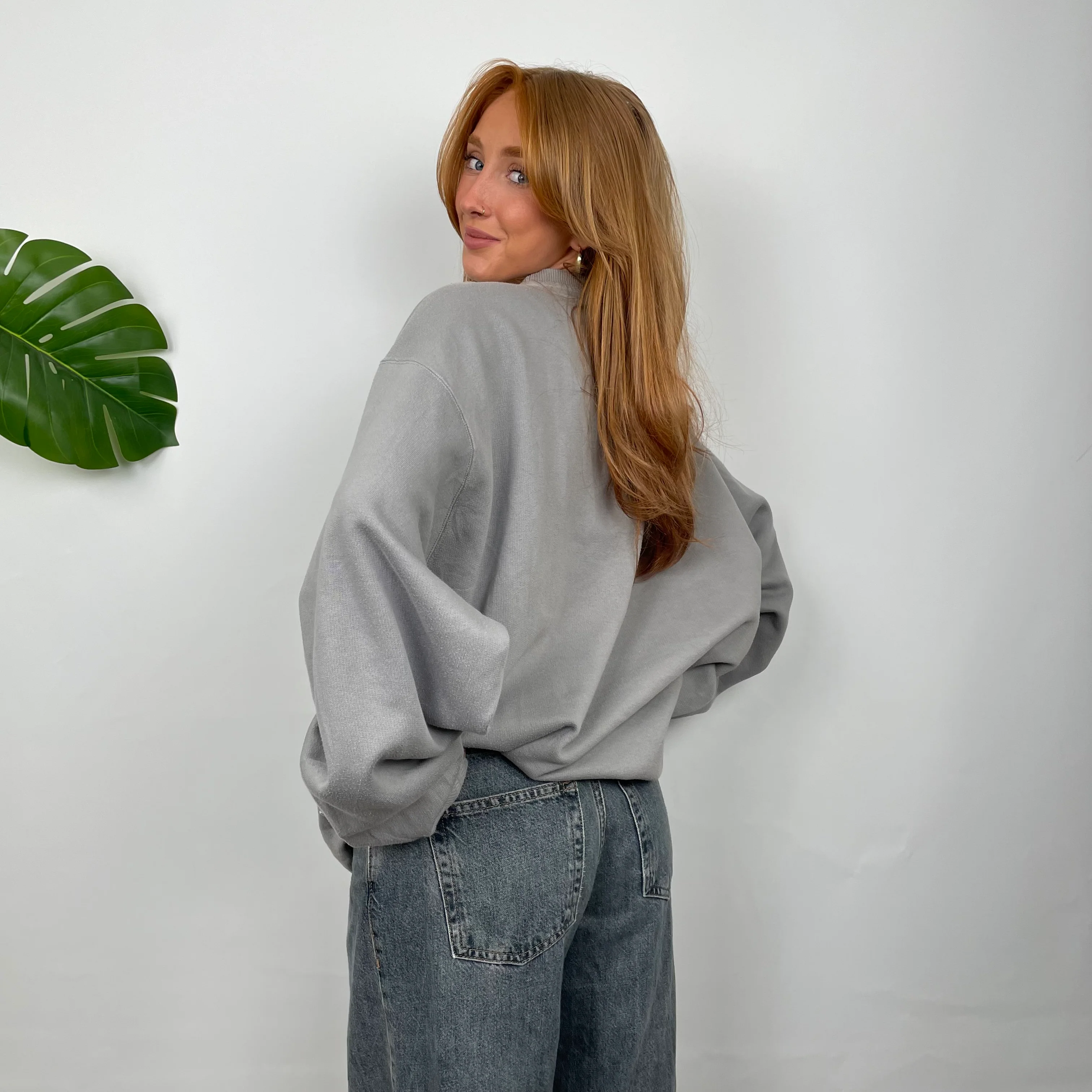 Reebok Grey Embroidered Spell Out Sweatshirt (L) - Image 5
