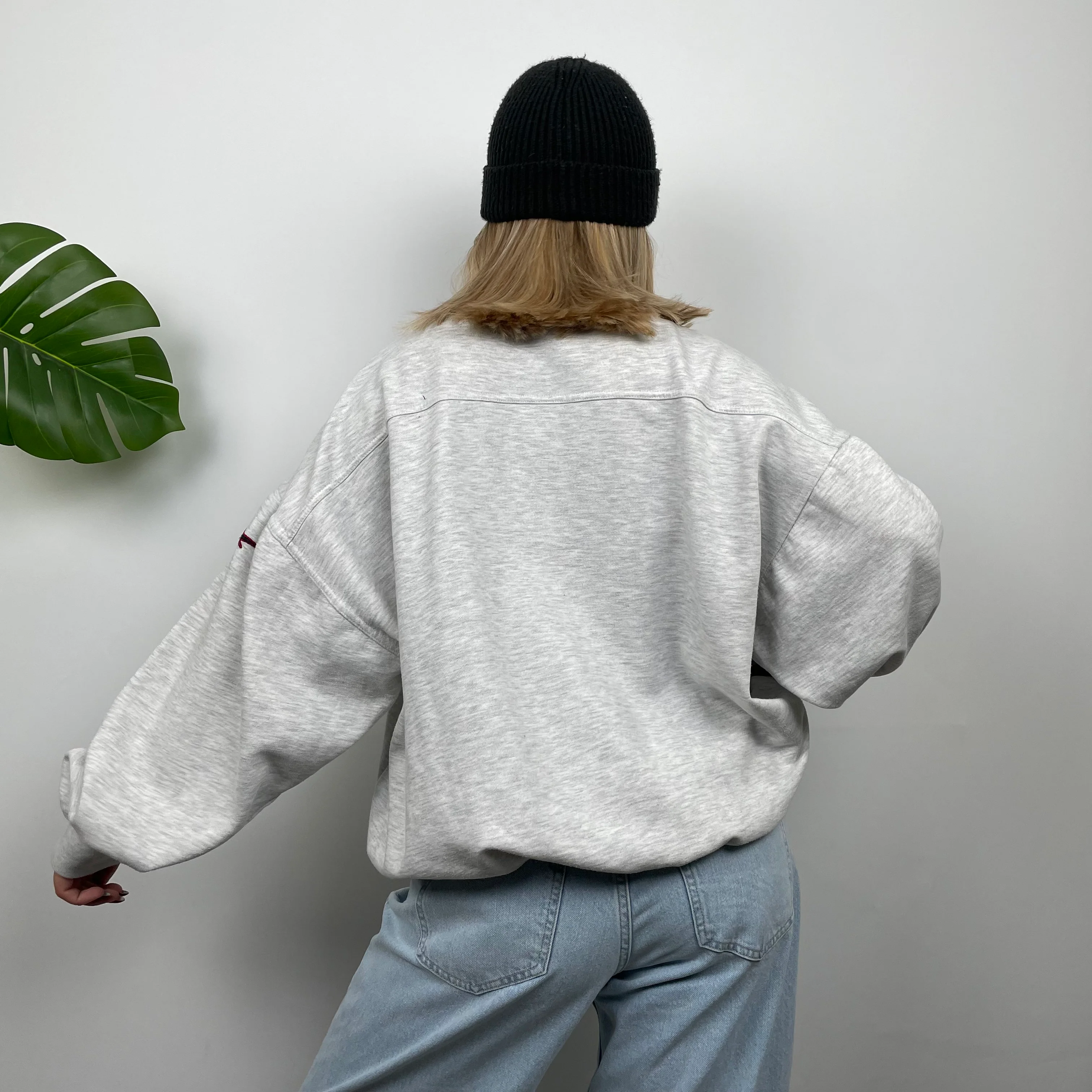 Reebok Grey Embroidered Spell Out Sweatshirt (L) - Image 8
