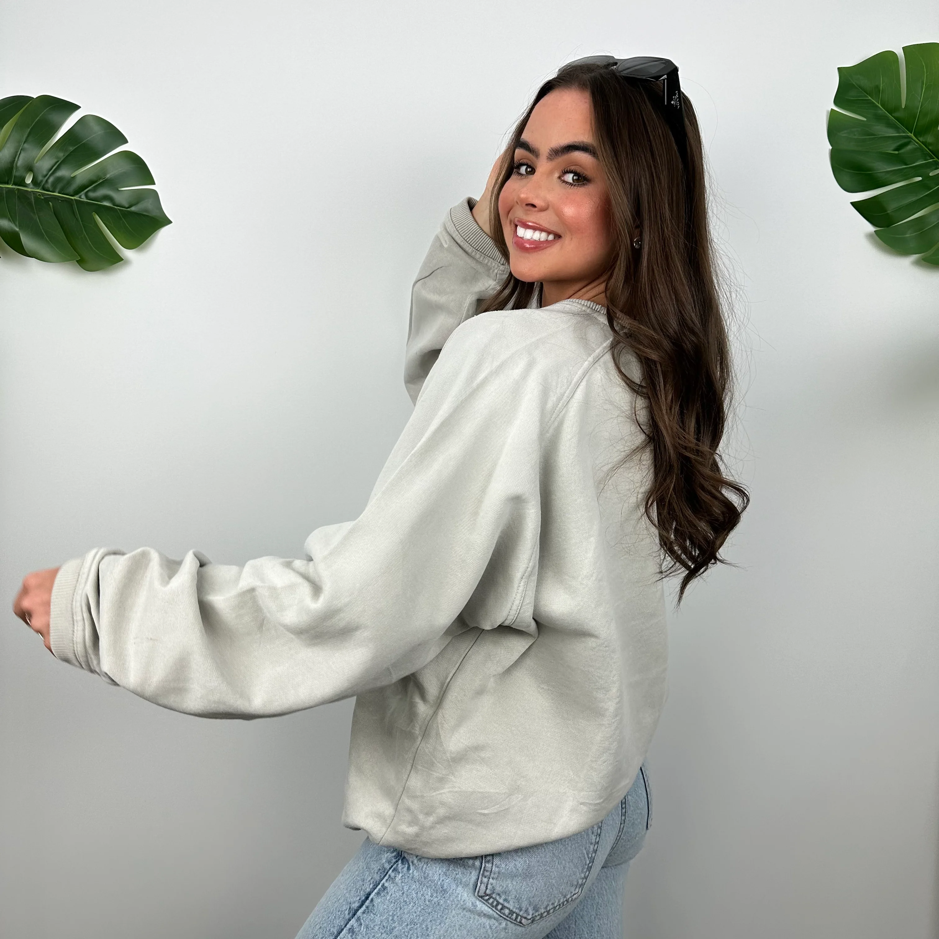 Reebok Grey Embroidered Spell Out Sweatshirt (L) - Image 4