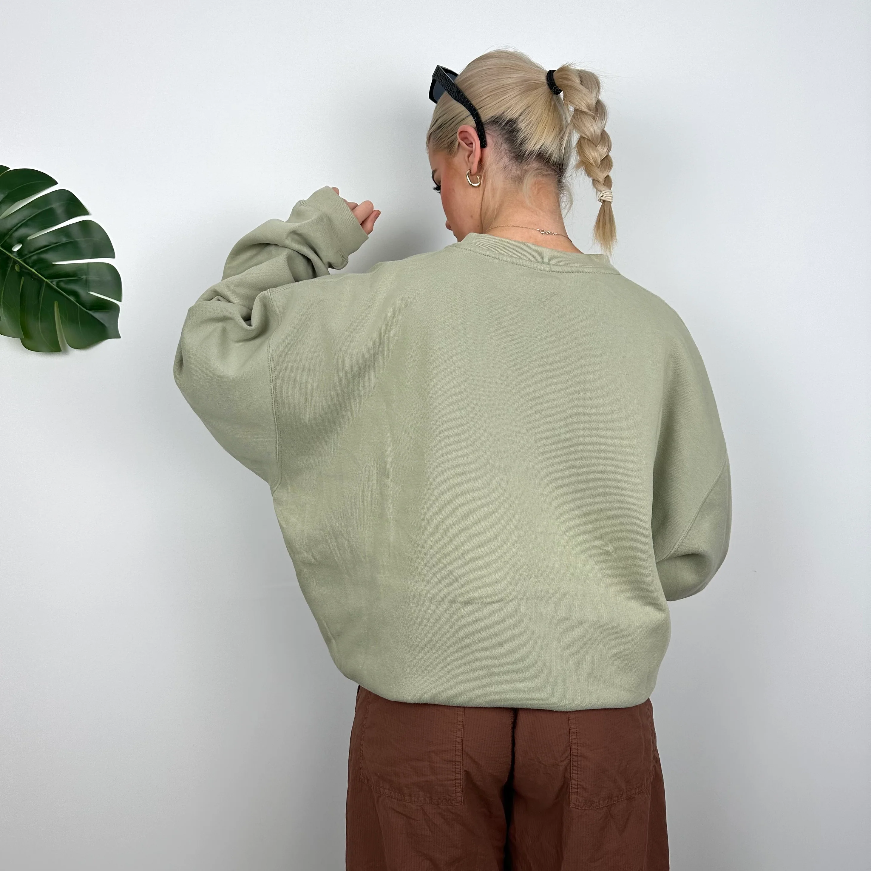 Reebok Khaki Embroidered Spell Out Sweatshirt (L) - Image 7