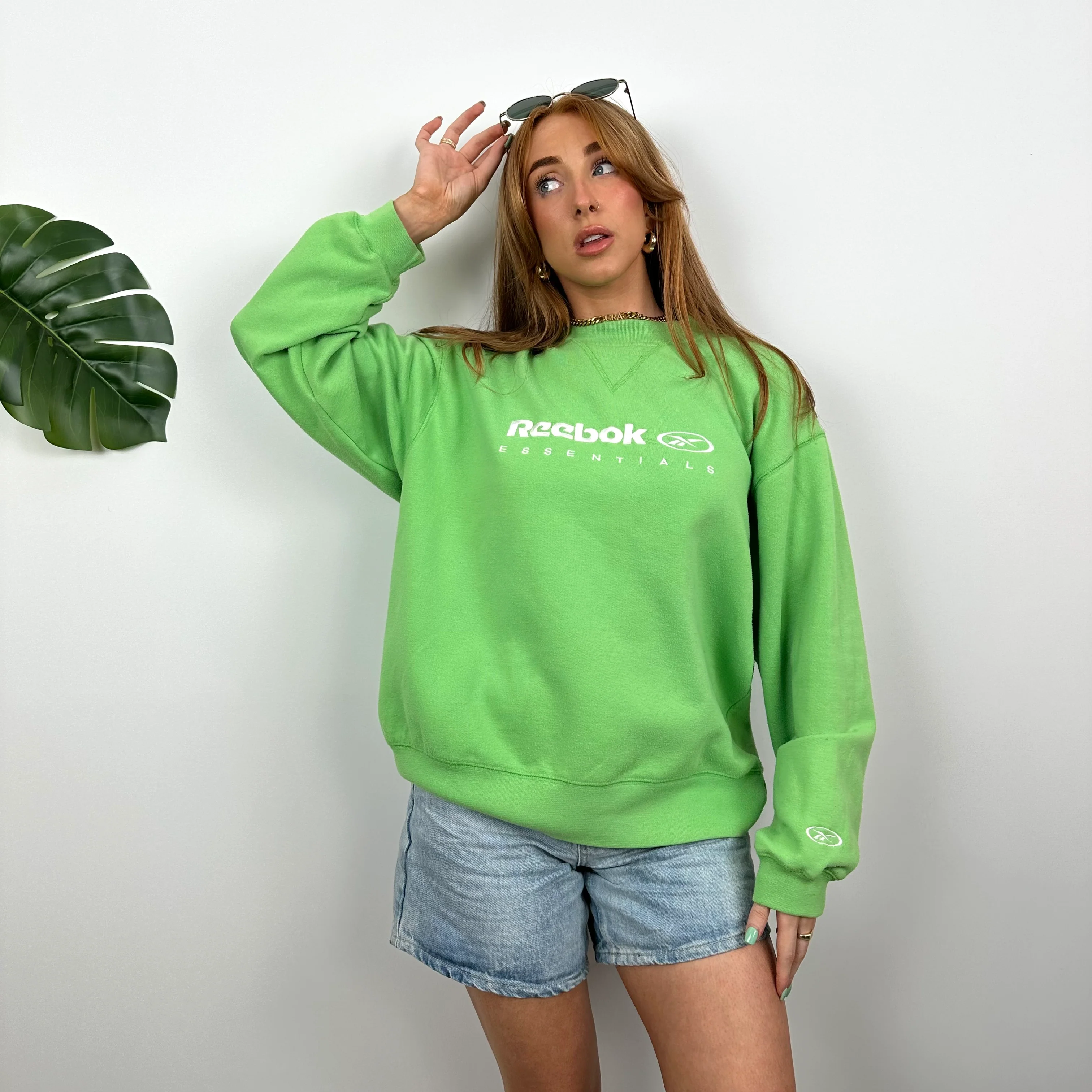 Reebok Membership RARE Green Embroidered Spell Out Sweatshirt (M) - Image 7