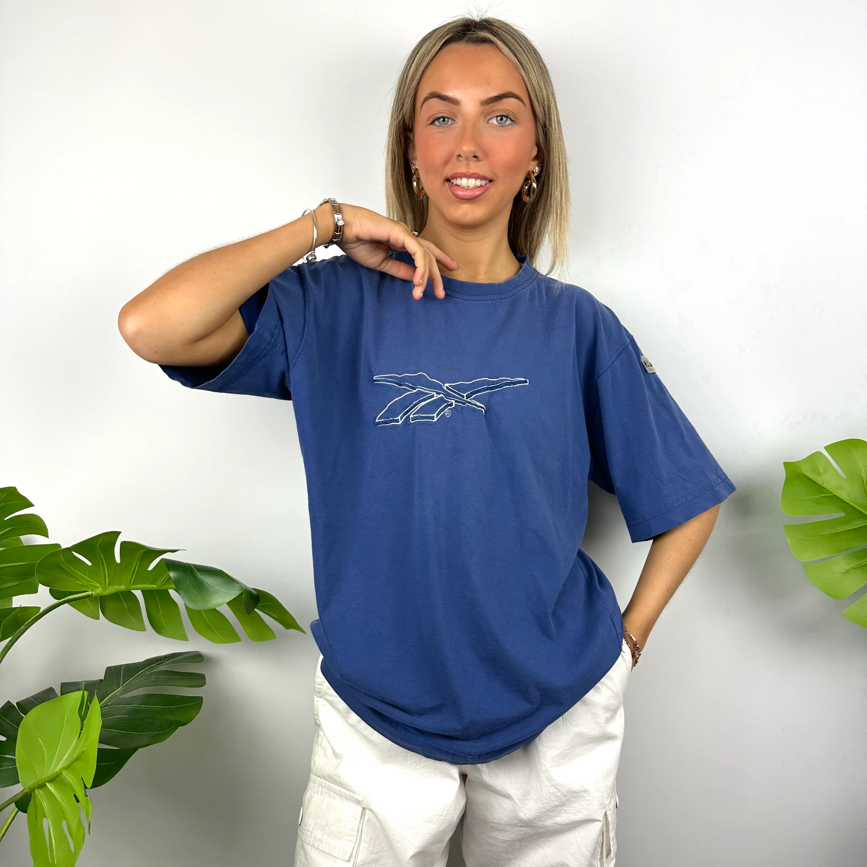 Reebok Blue Embroidered Logo T Shirt (M) - Image 2