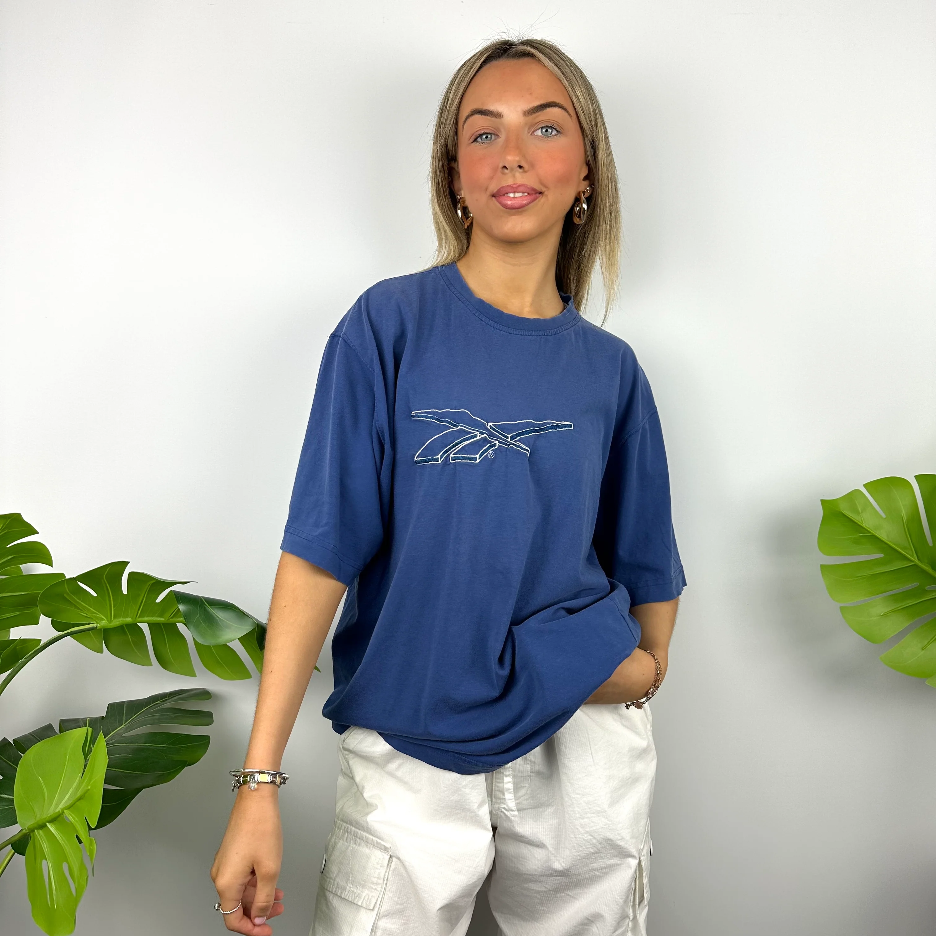 Reebok Blue Embroidered Logo T Shirt (M) - Image 3