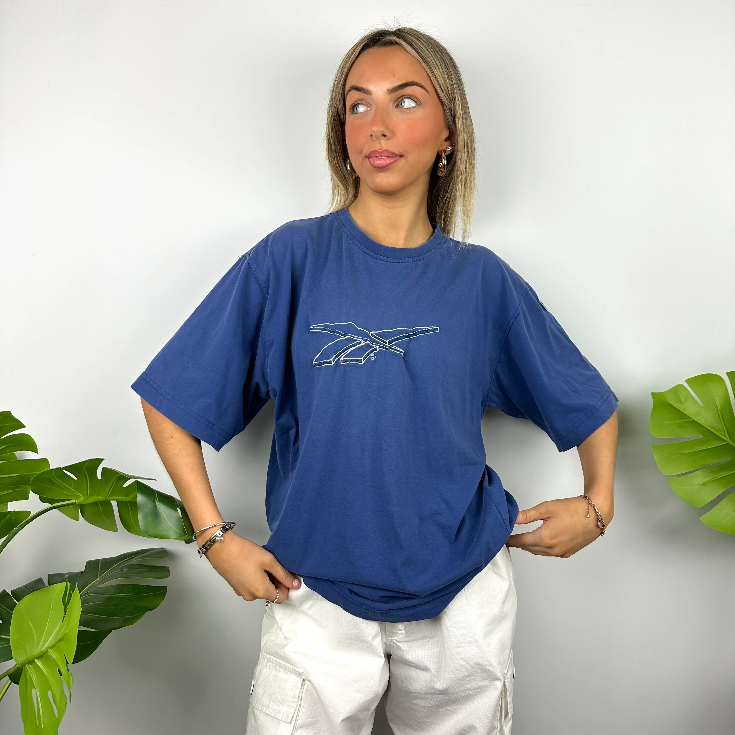 Reebok Blue Embroidered Logo T Shirt (M) - Image 4