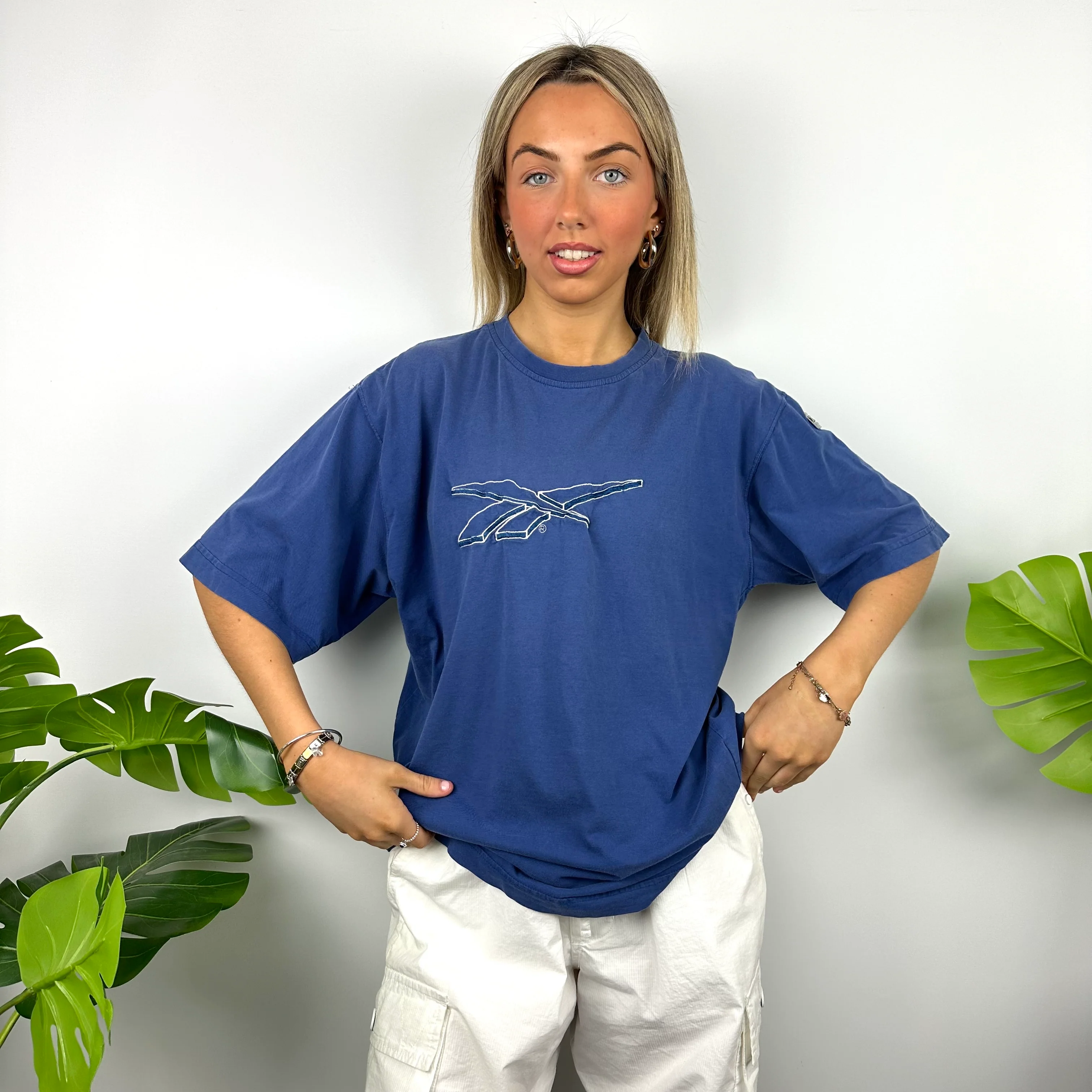 Reebok Blue Embroidered Logo T Shirt (M) - Image 6