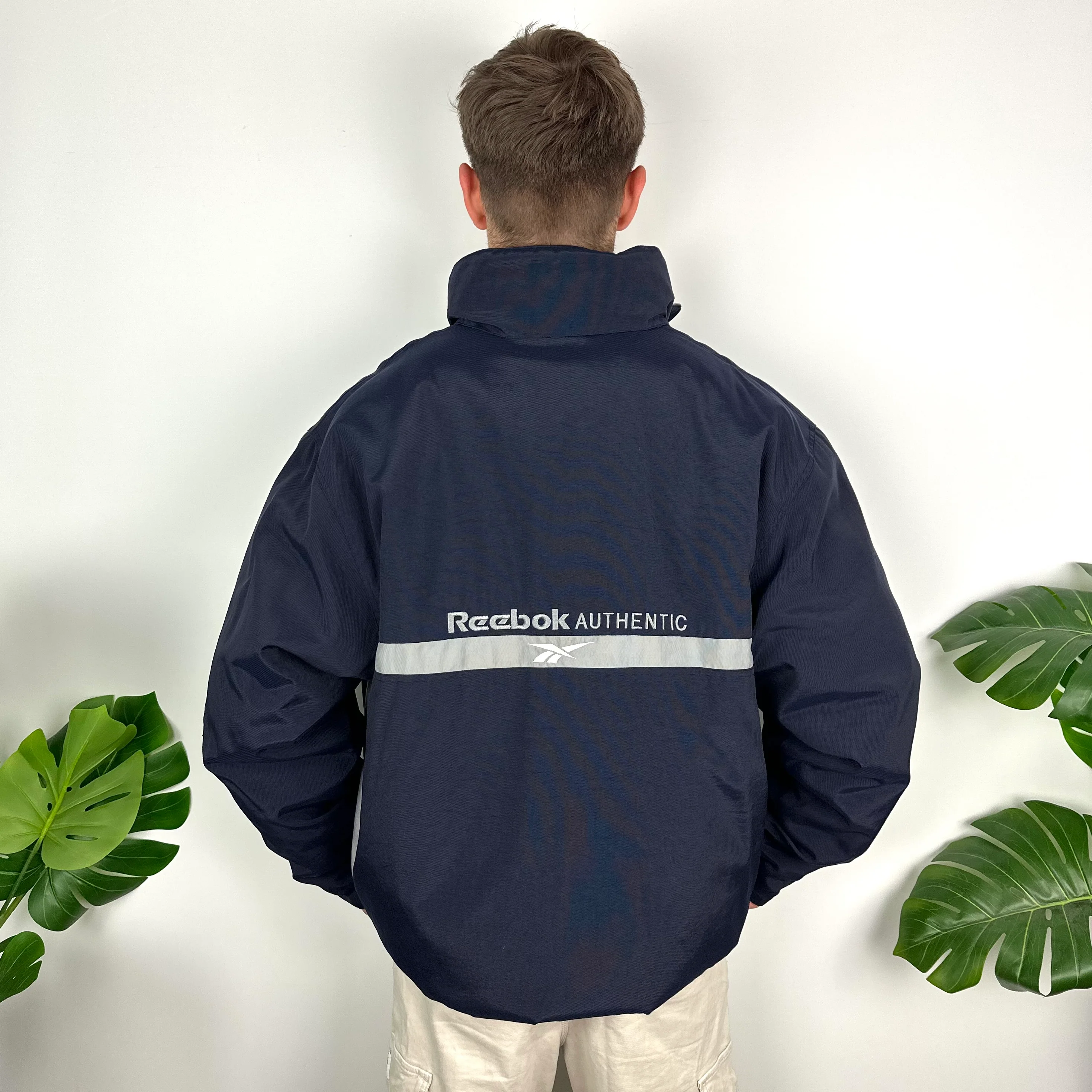 Reebok Navy Embroidered Spell Out Padded Jacket (XL) - Image 4