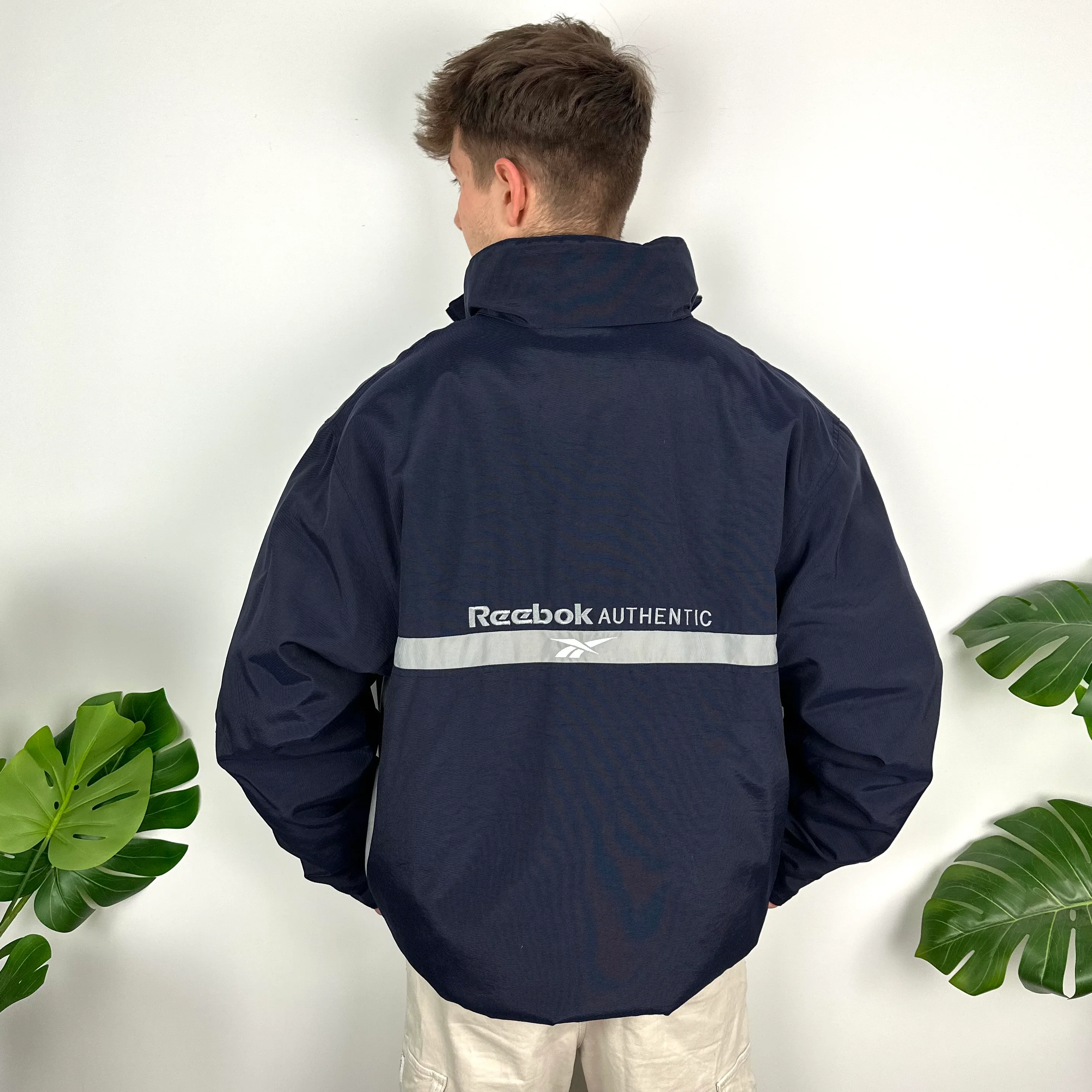 Reebok Navy Embroidered Spell Out Padded Jacket (XL) - Image 6