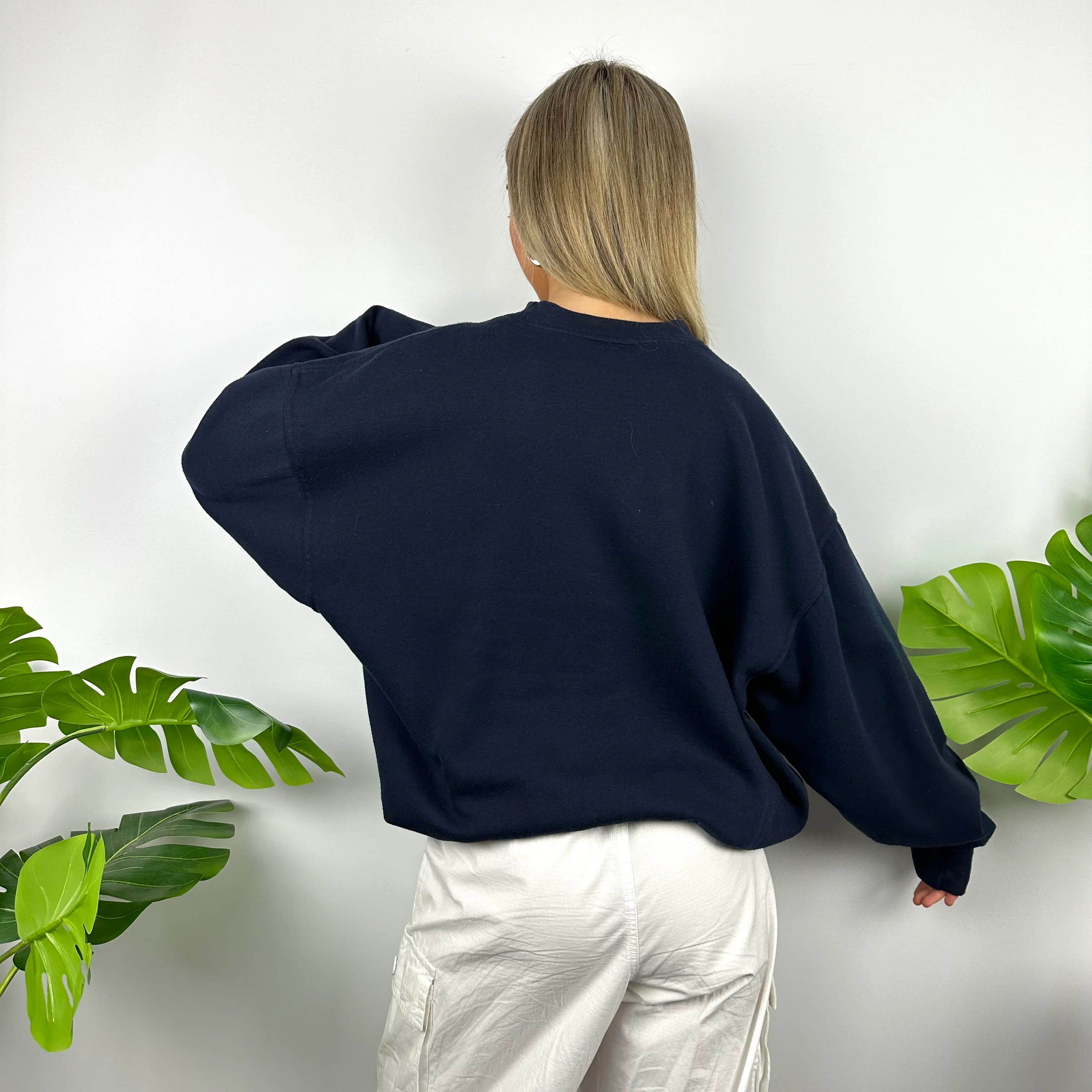 Reebok Navy Embroidered Spell Out Sweatshirt (L) - Image 4