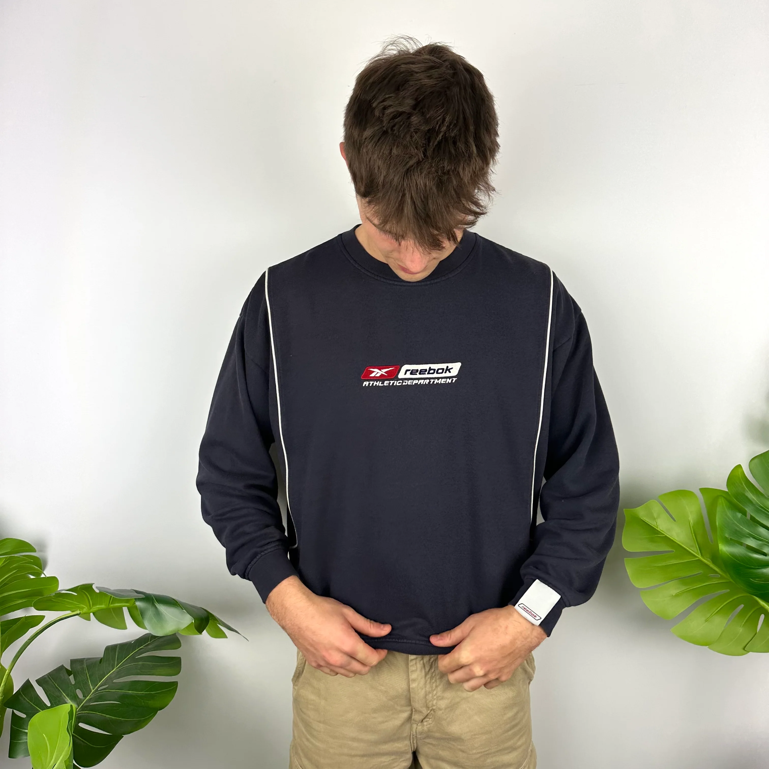 Reebok Navy Embroidered Spell Out Sweatshirt (M) - Image 3