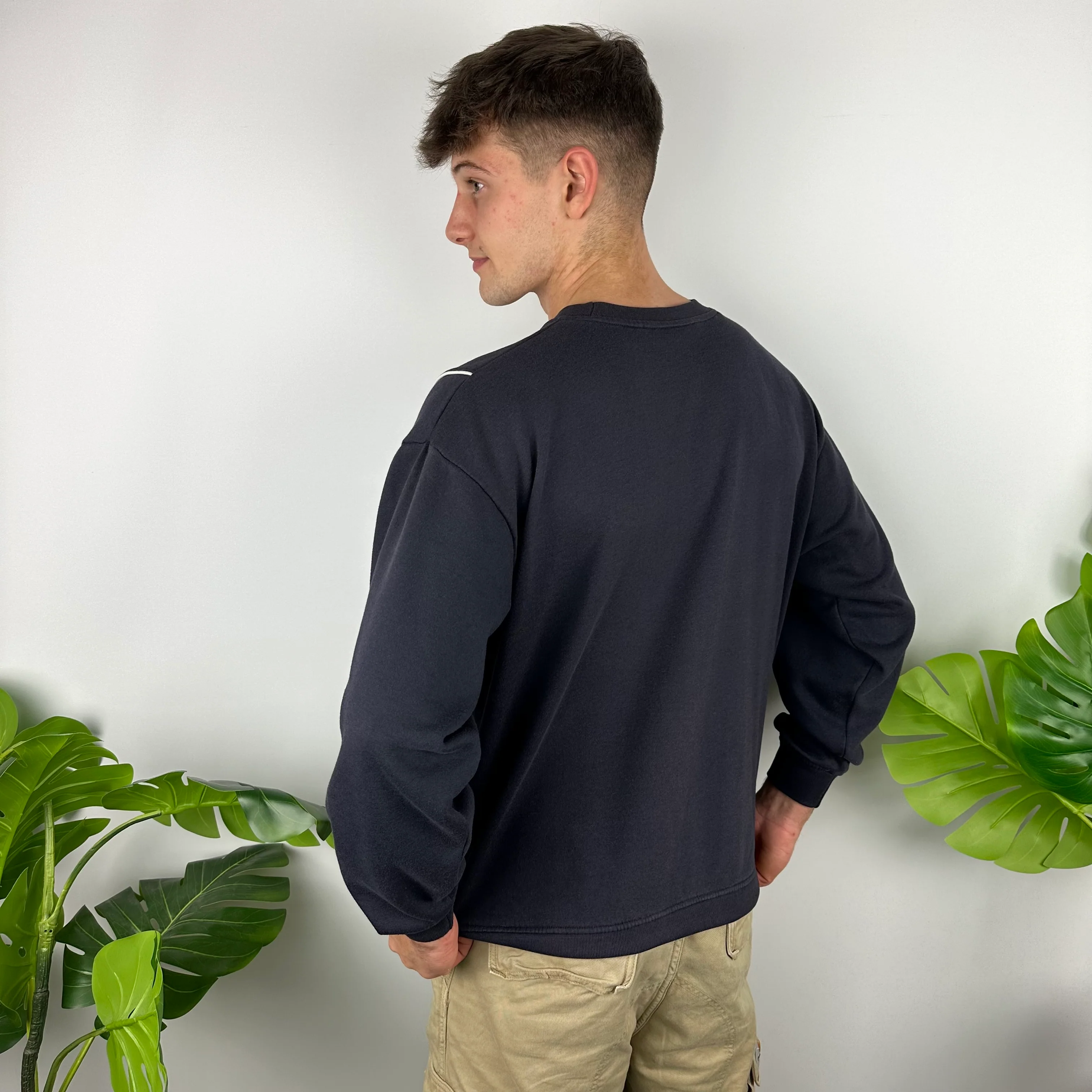 Reebok Navy Embroidered Spell Out Sweatshirt (M) - Image 4