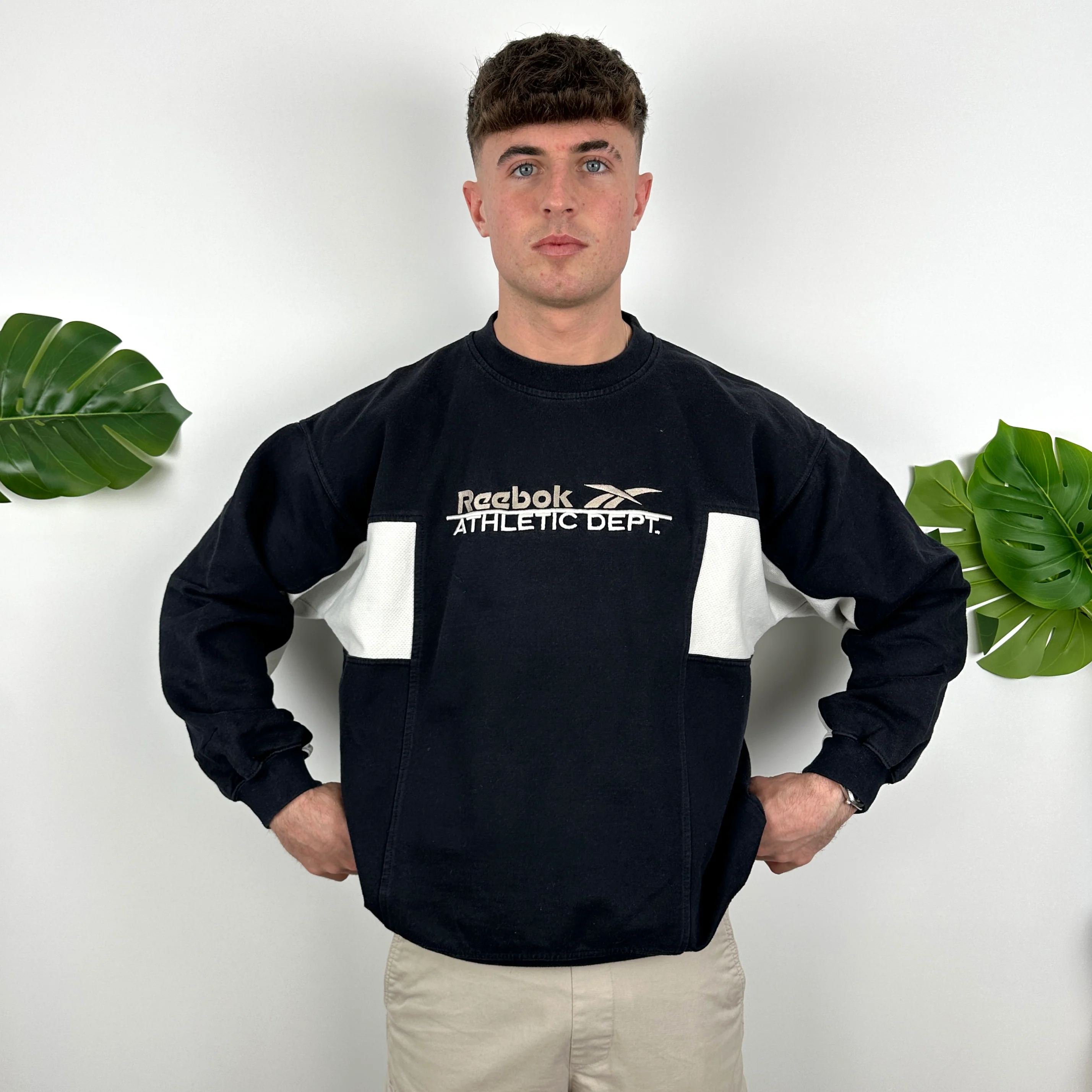Reebok Navy Embroidered Spell Out Sweatshirt (L) - Image 2