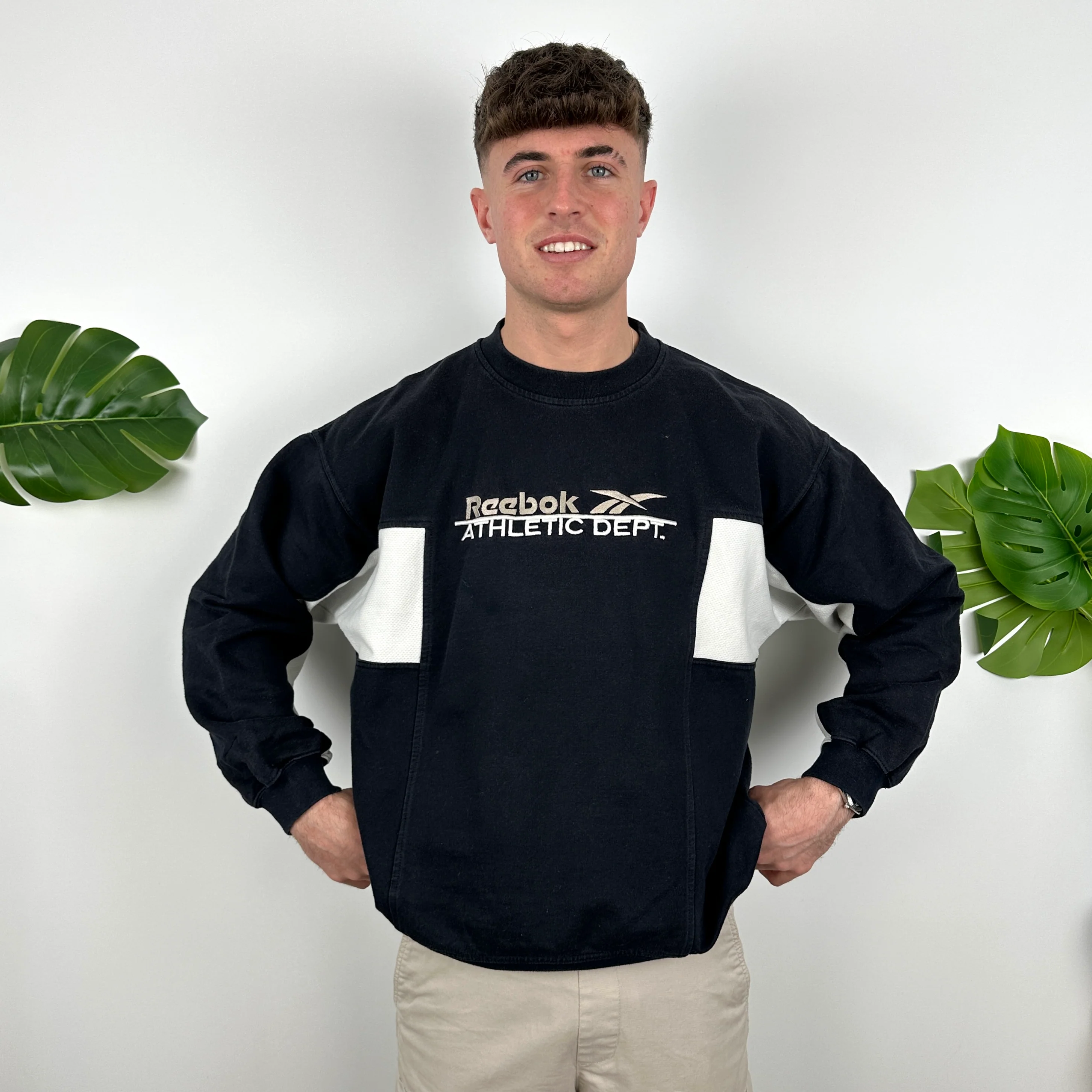 Reebok Navy Embroidered Spell Out Sweatshirt (L) - Image 5