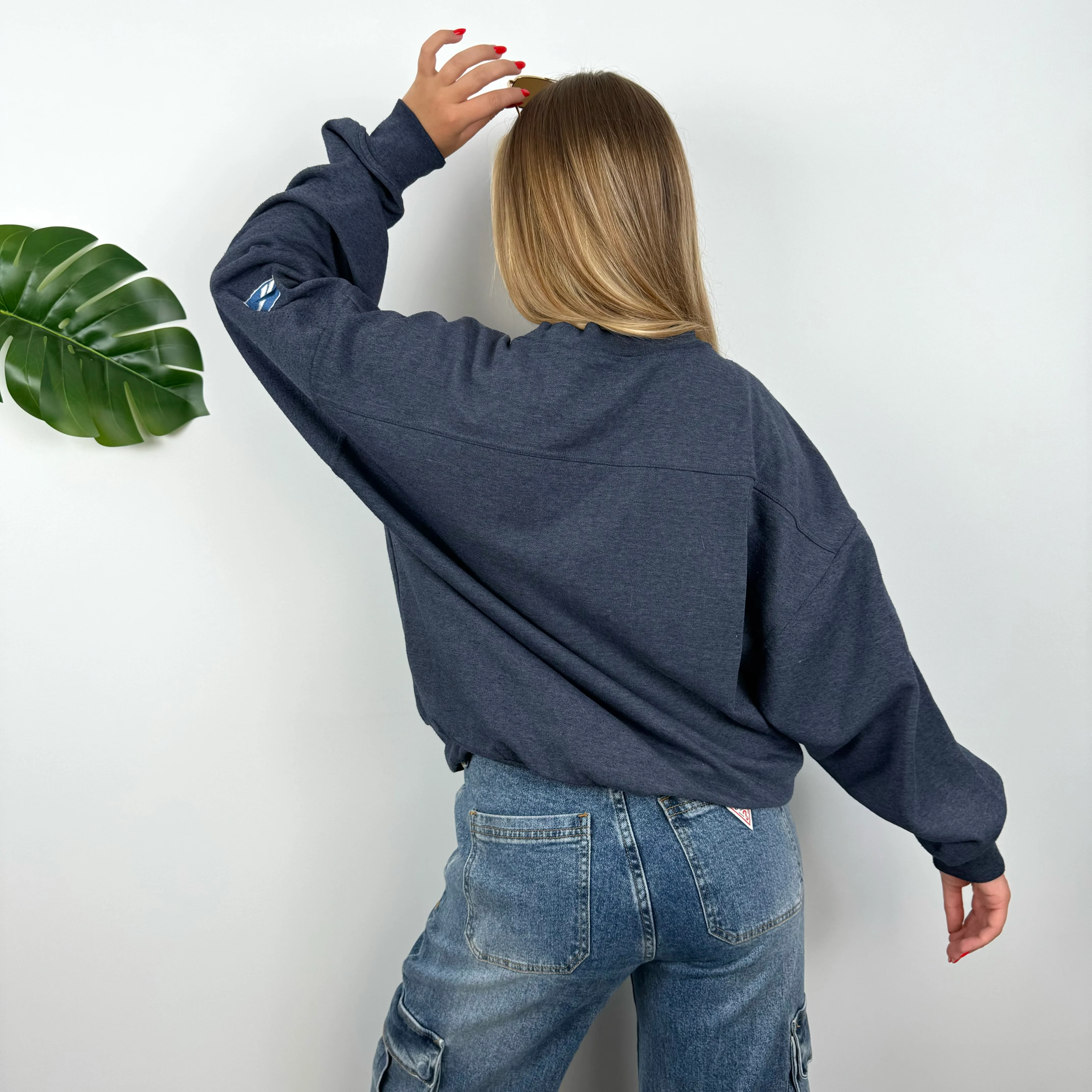 Reebok Navy Embroidered Spell Out Sweatshirt (M) - Image 5