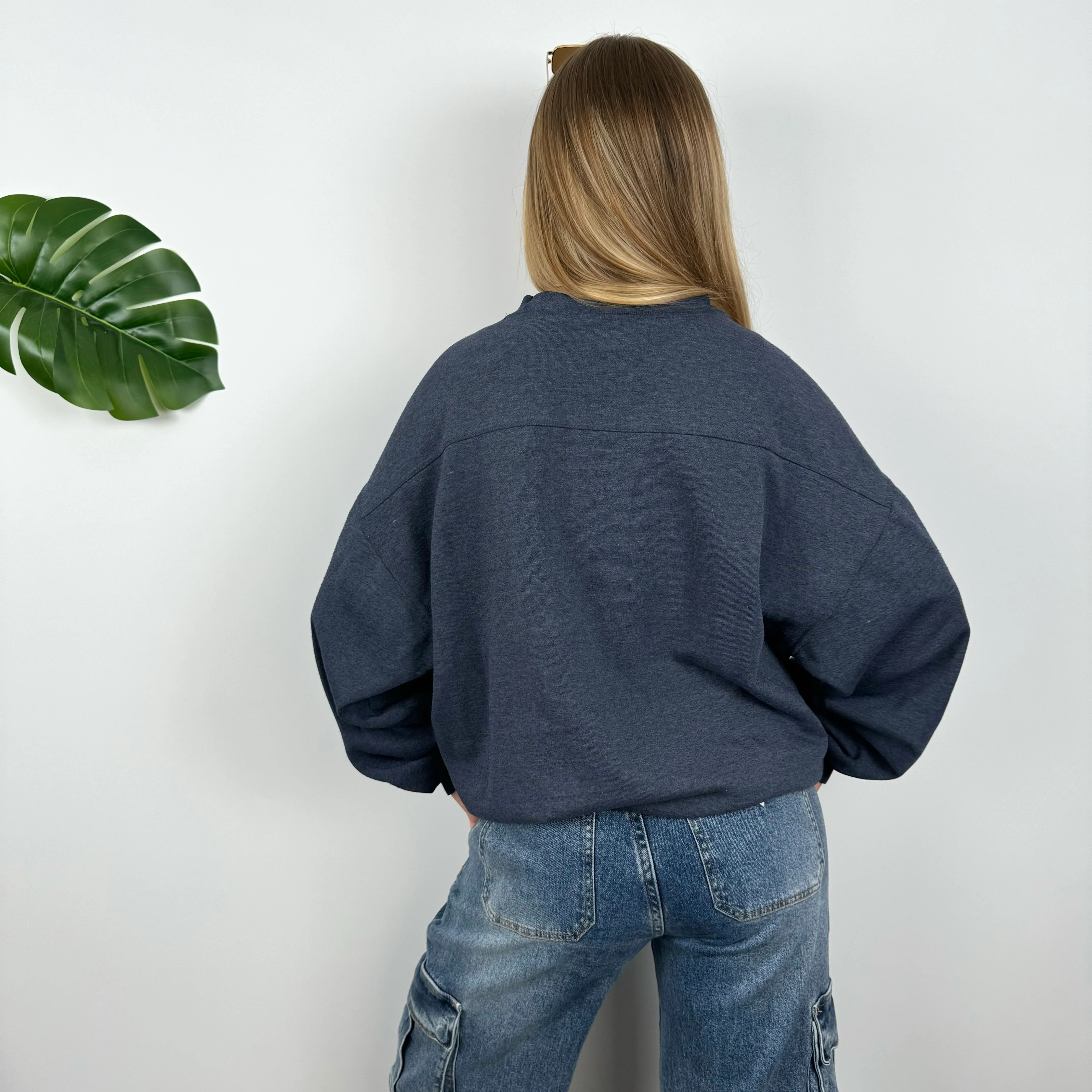 Reebok Navy Embroidered Spell Out Sweatshirt (M) - Image 6