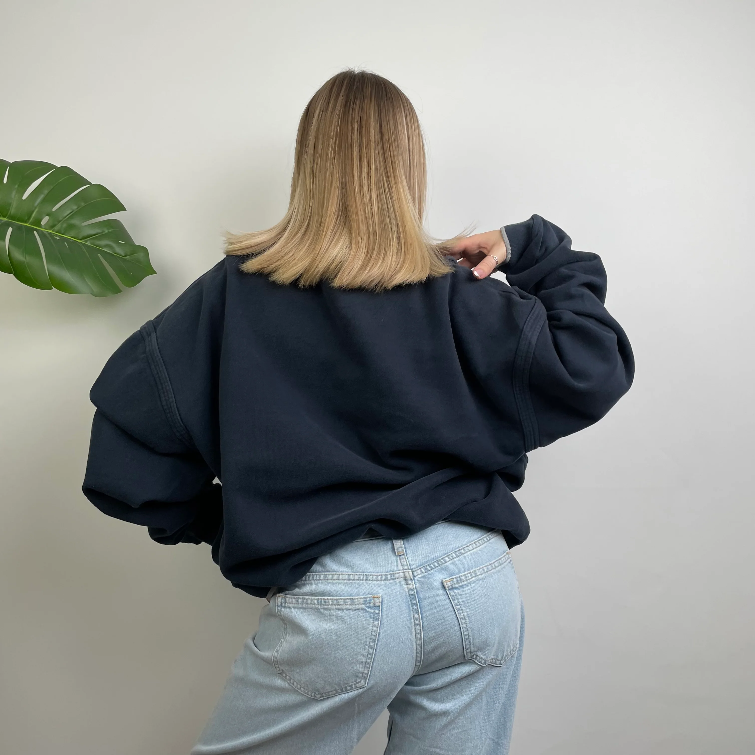 Reebok Navy Embroidered Spell Out Sweatshirt (L) - Image 6