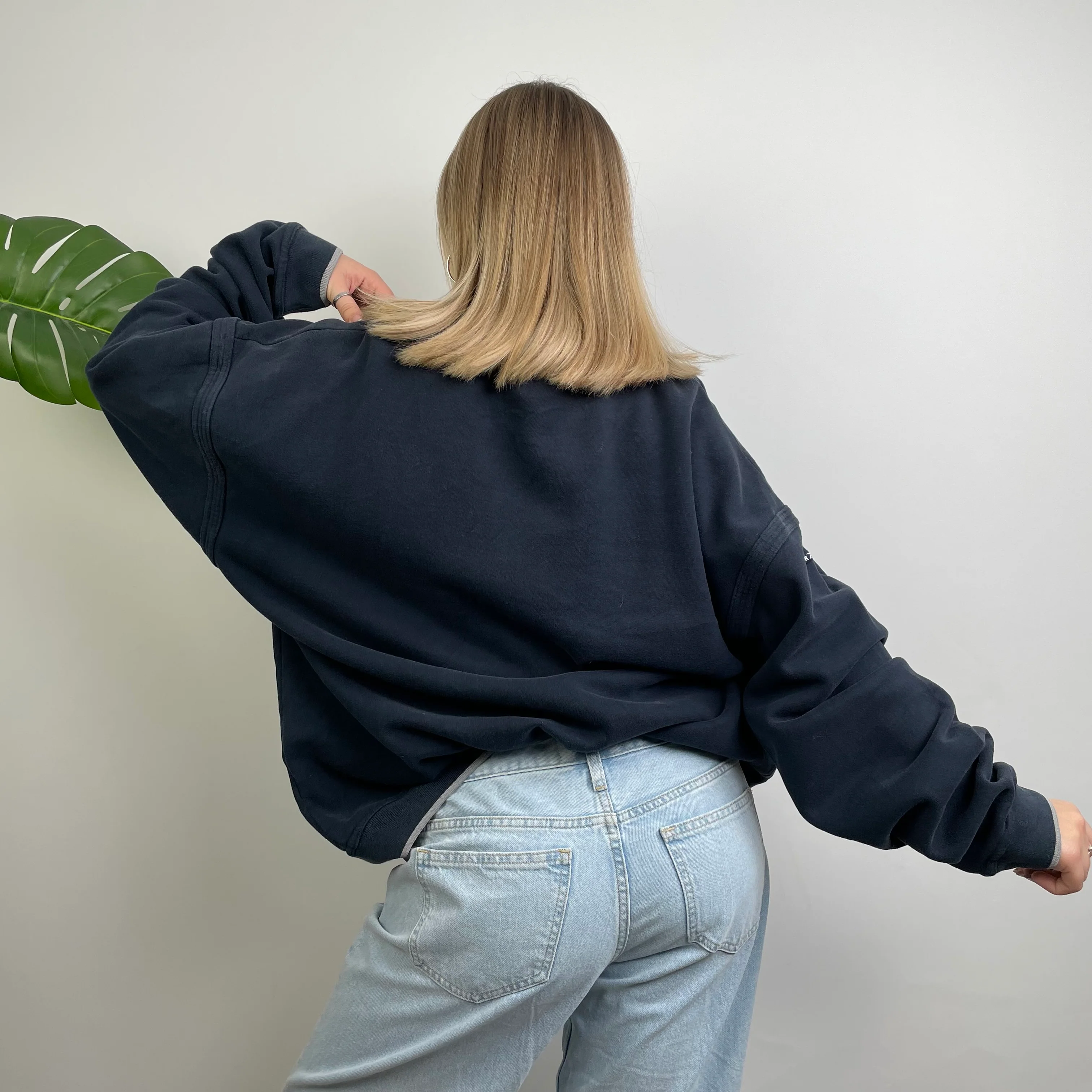 Reebok Navy Embroidered Spell Out Sweatshirt (L) - Image 7