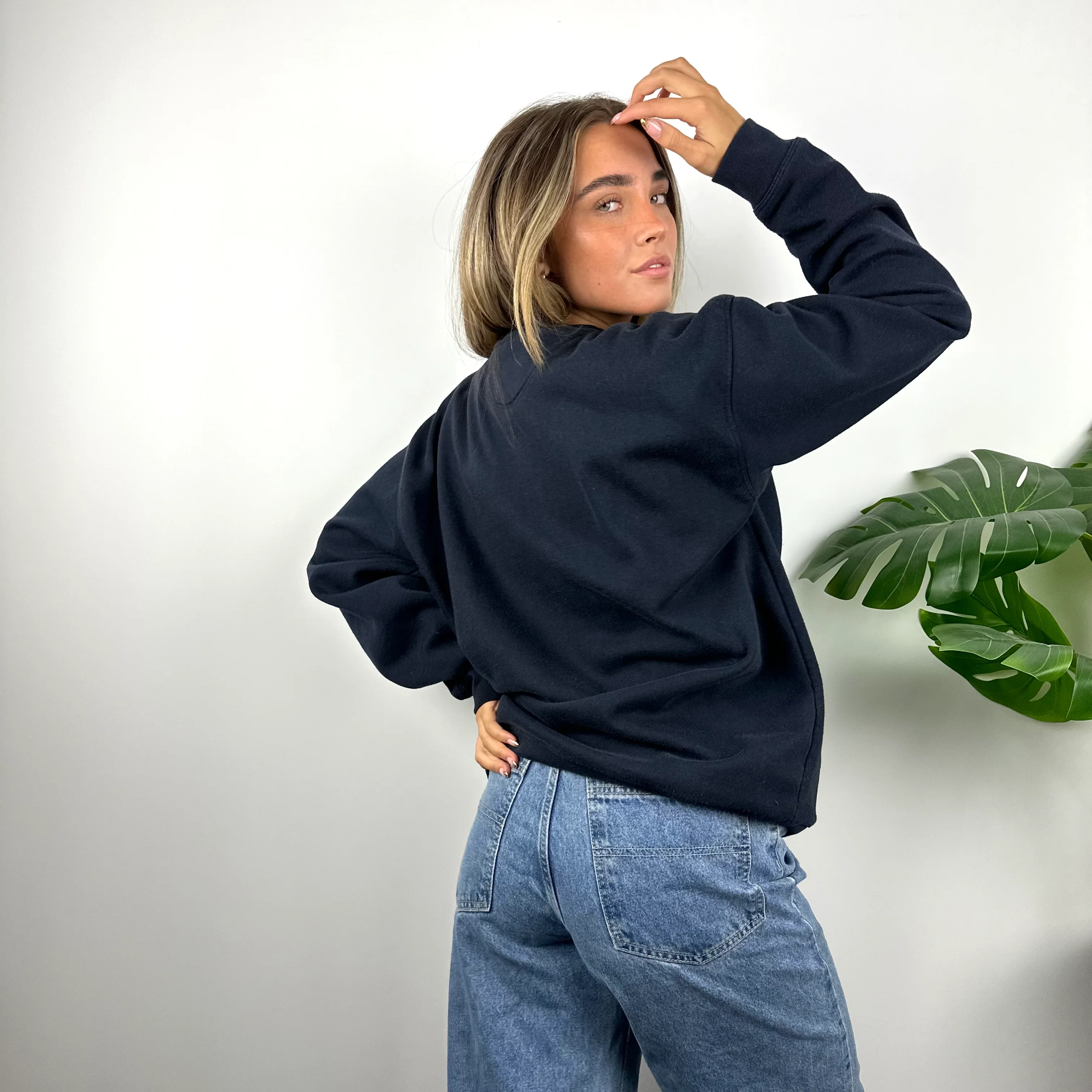 Reebok Navy Embroidered Spell Out Sweatshirt (L) - Image 4