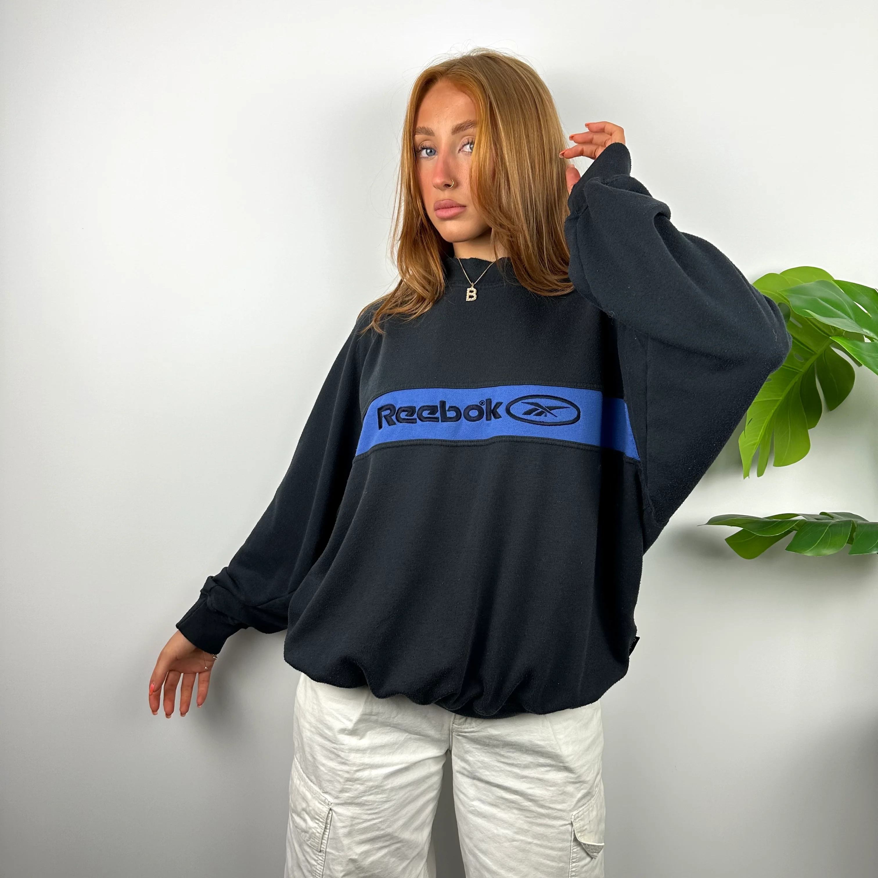 Reebok Navy Embroidered Spell Out Sweatshirt (M) - Image 4