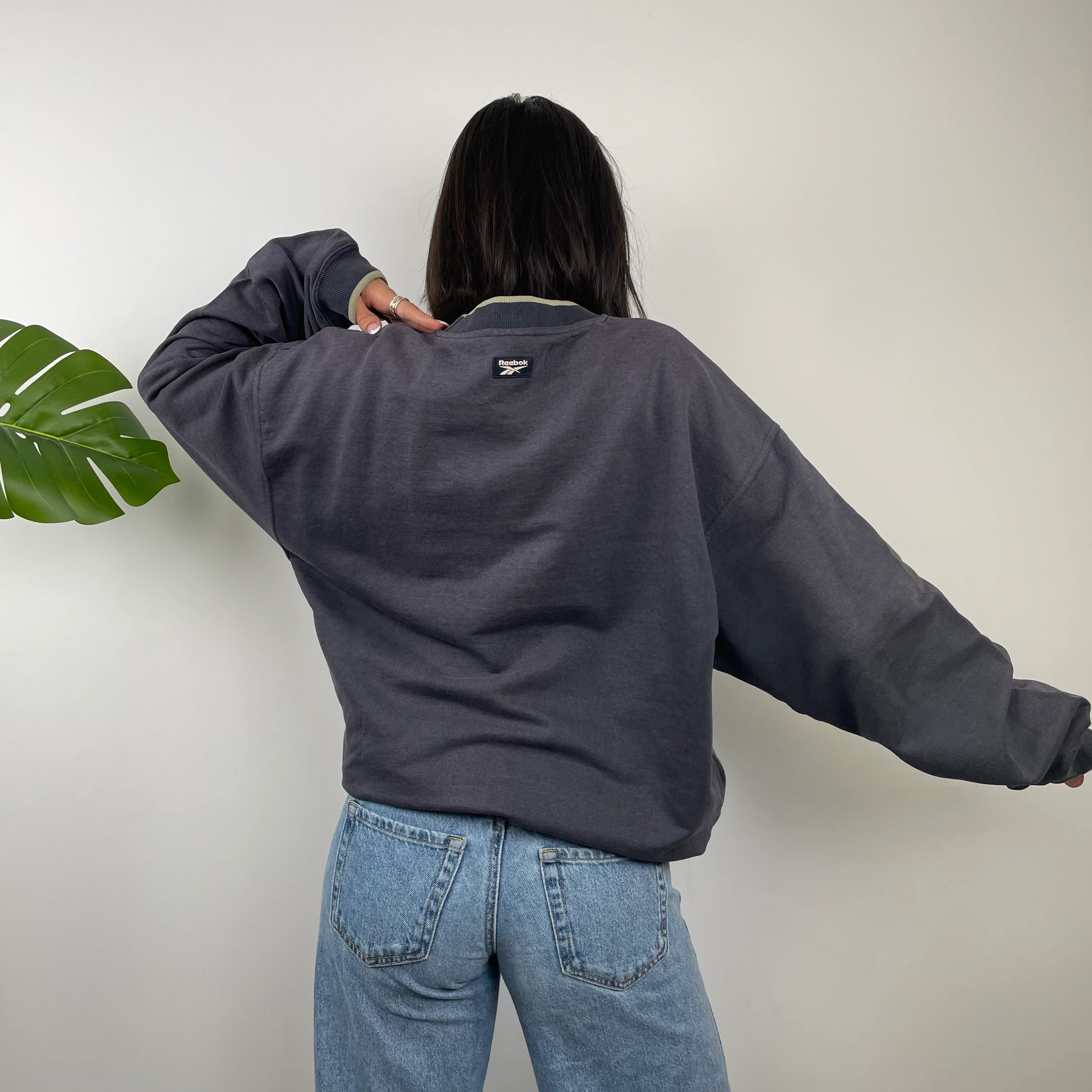 Reebok Navy Embroidered Spell Out Sweatshirt (M) - Image 6