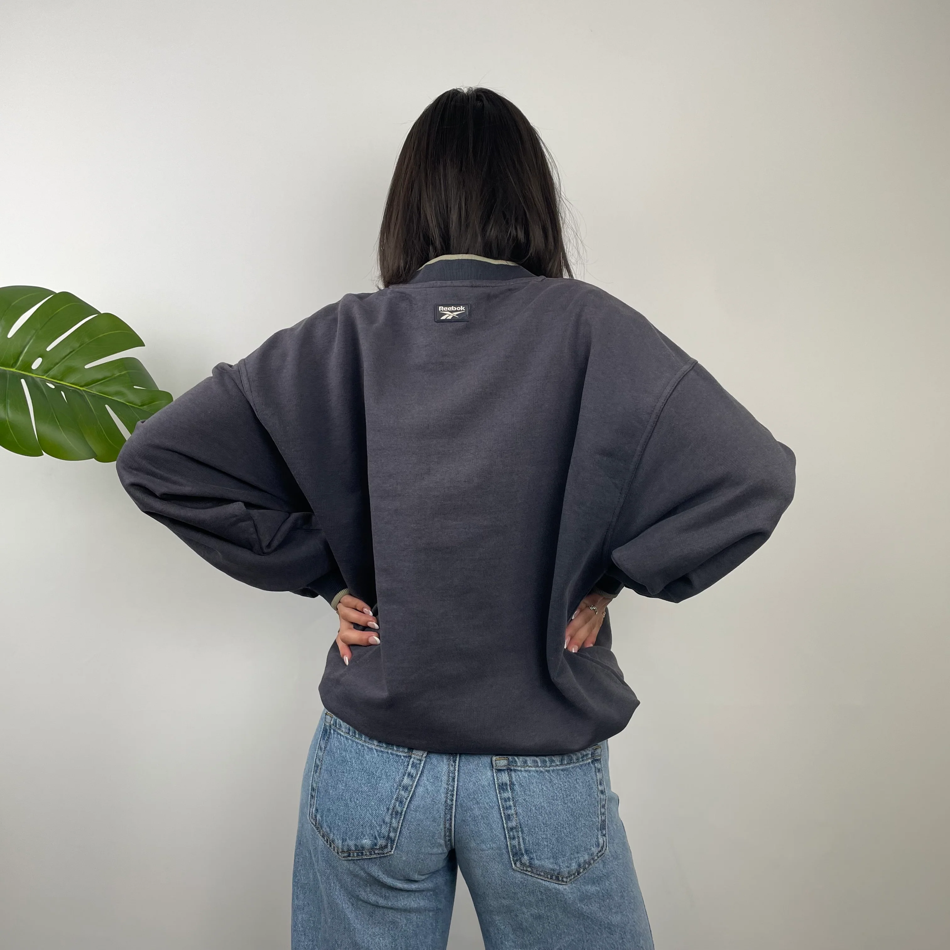 Reebok Navy Embroidered Spell Out Sweatshirt (M) - Image 7