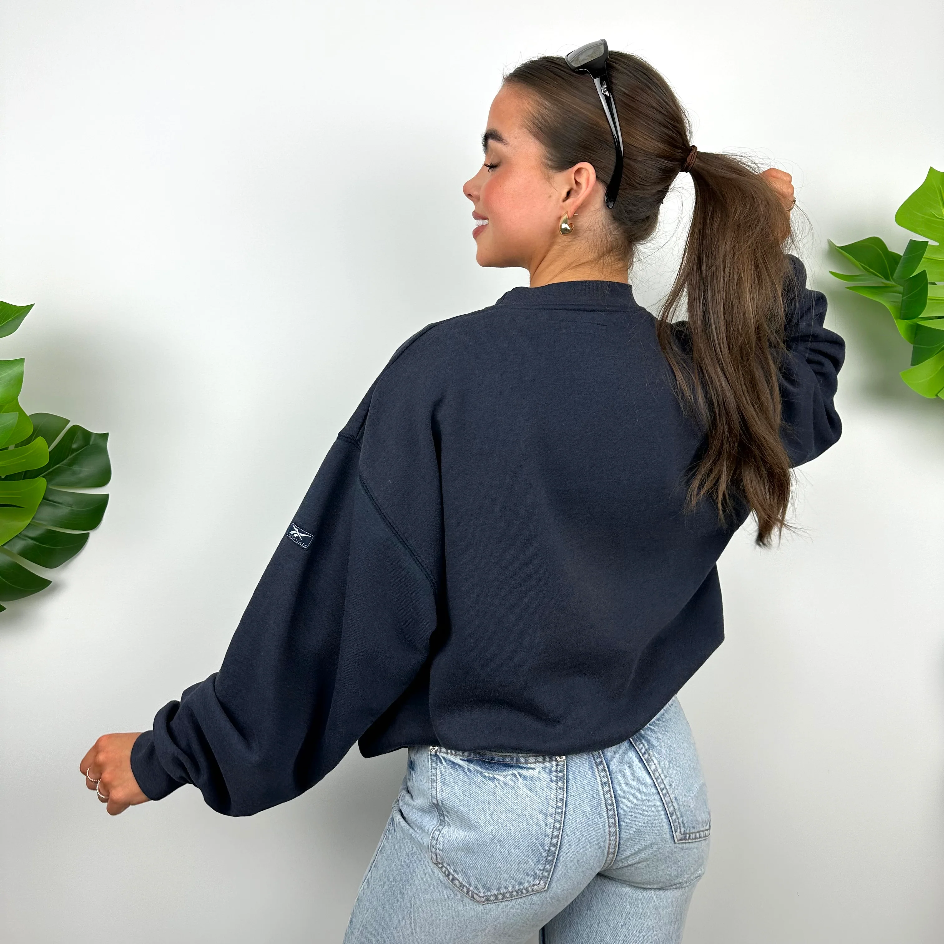 Reebok Navy Embroidered Spell Out Sweatshirt (M) - Image 8