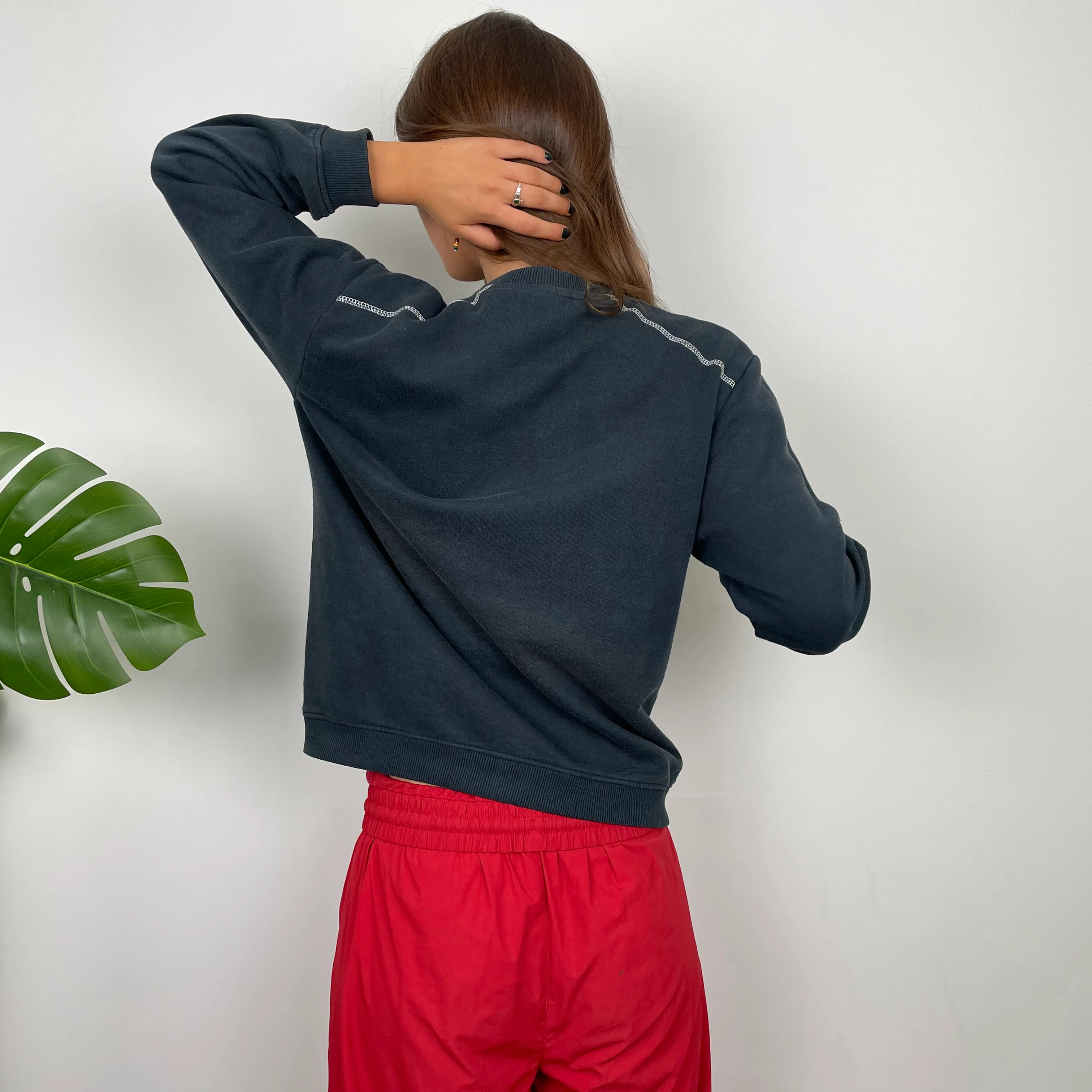 Reebok Navy Embroidered Spell Out Sweatshirt (S) - Image 6