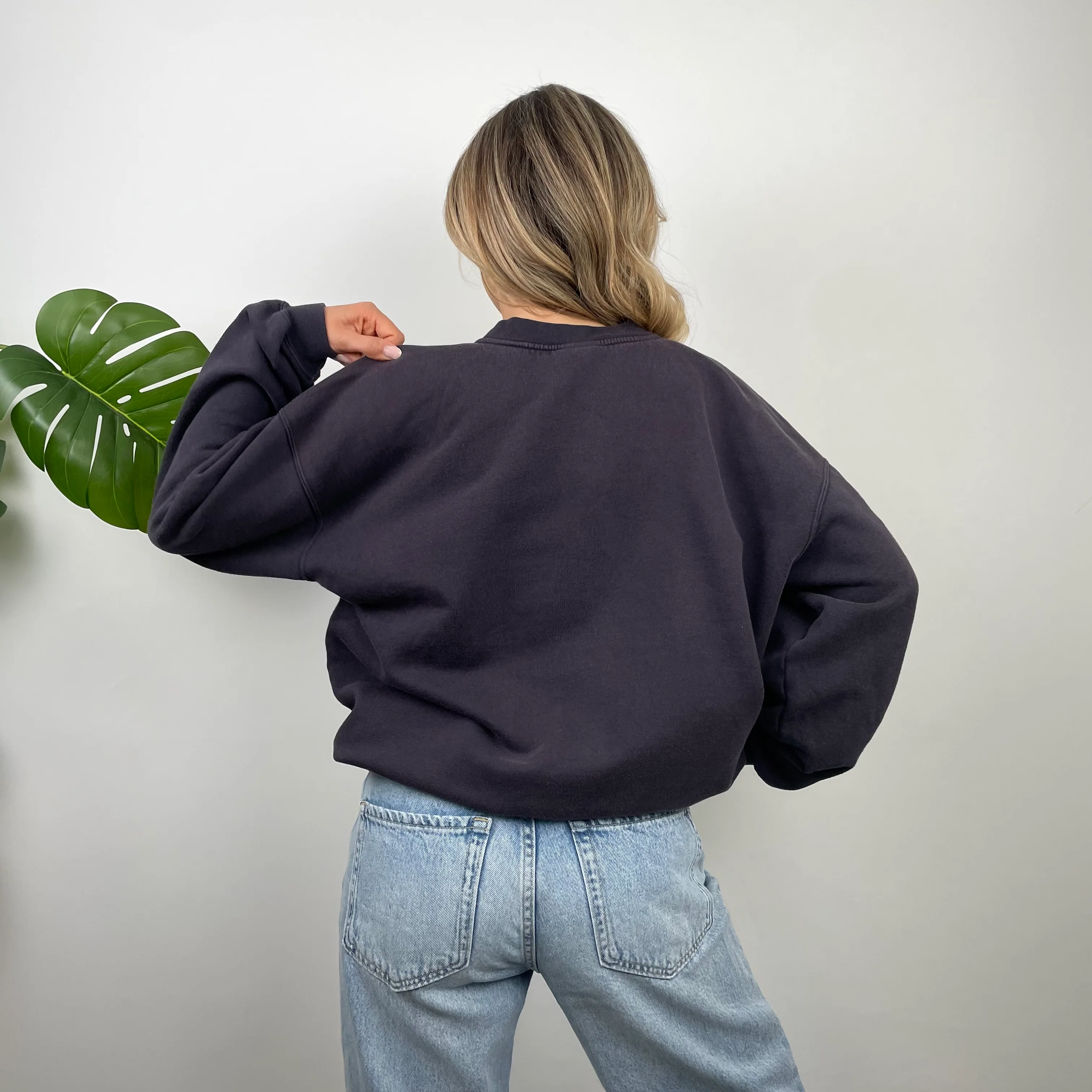 Reebok Navy Embroidered Spell Out Sweatshirt (S) - Image 4