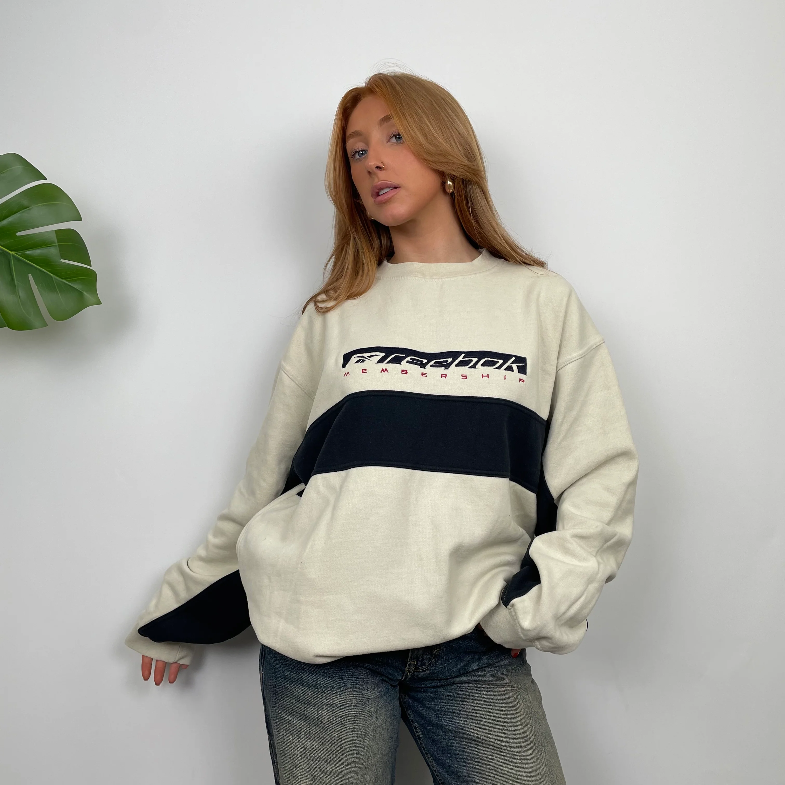 Reebok RARE Cream Embroidered Spell Out Sweatshirt (XXL) - Image 2