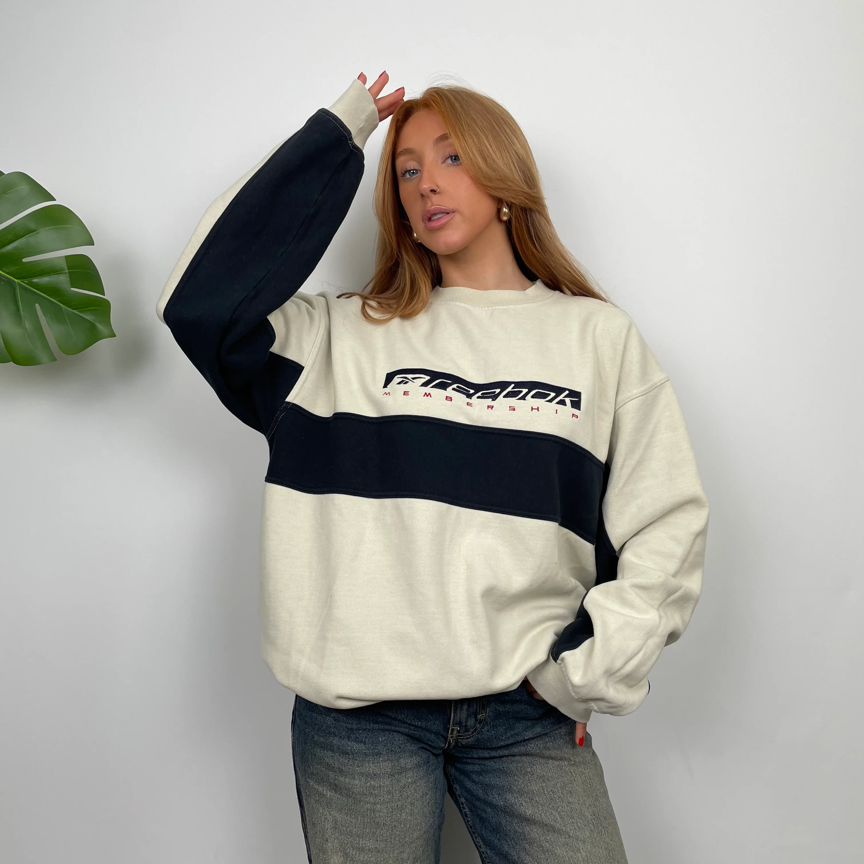Reebok RARE Cream Embroidered Spell Out Sweatshirt (XXL) - Image 3
