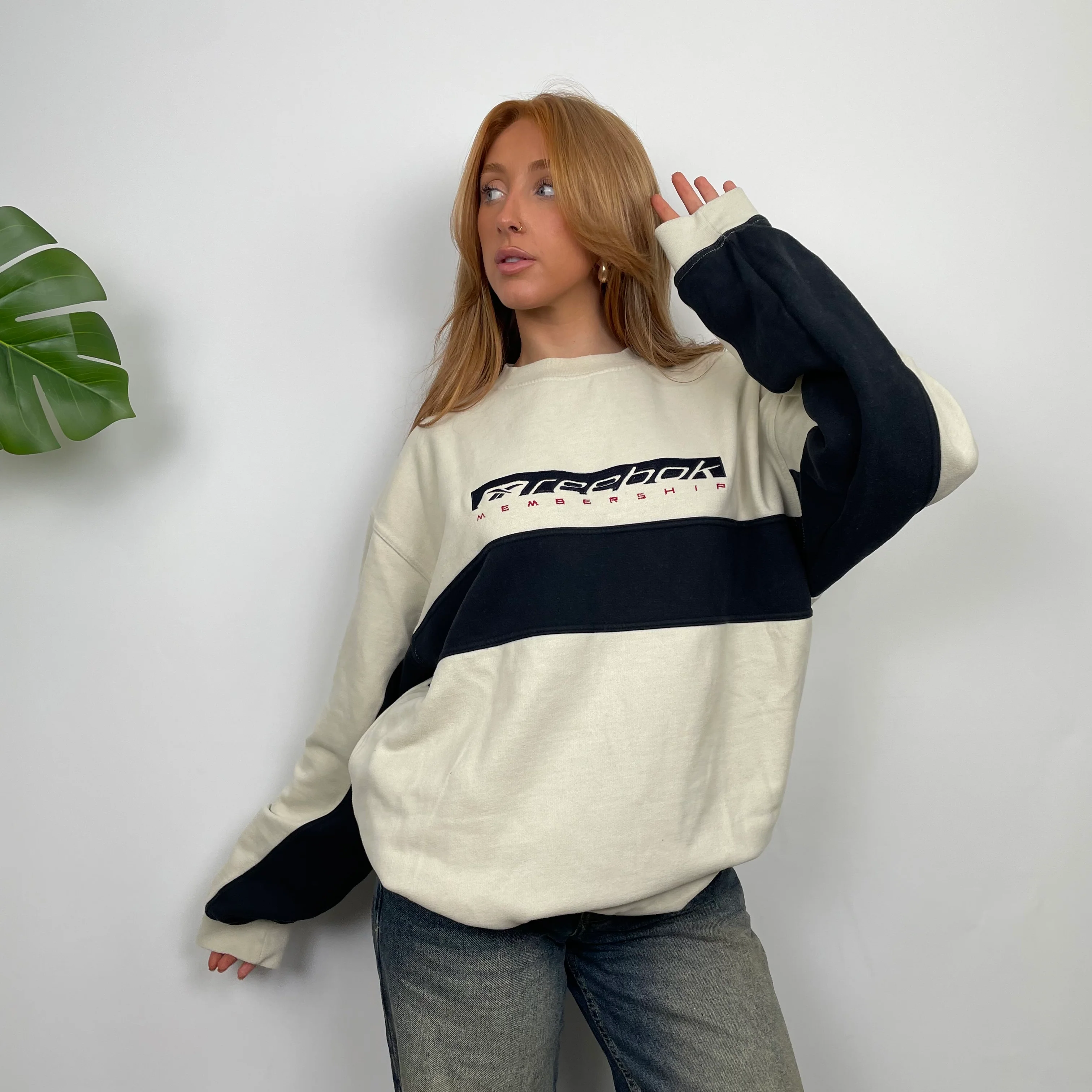 Reebok RARE Cream Embroidered Spell Out Sweatshirt (XXL) - Image 7