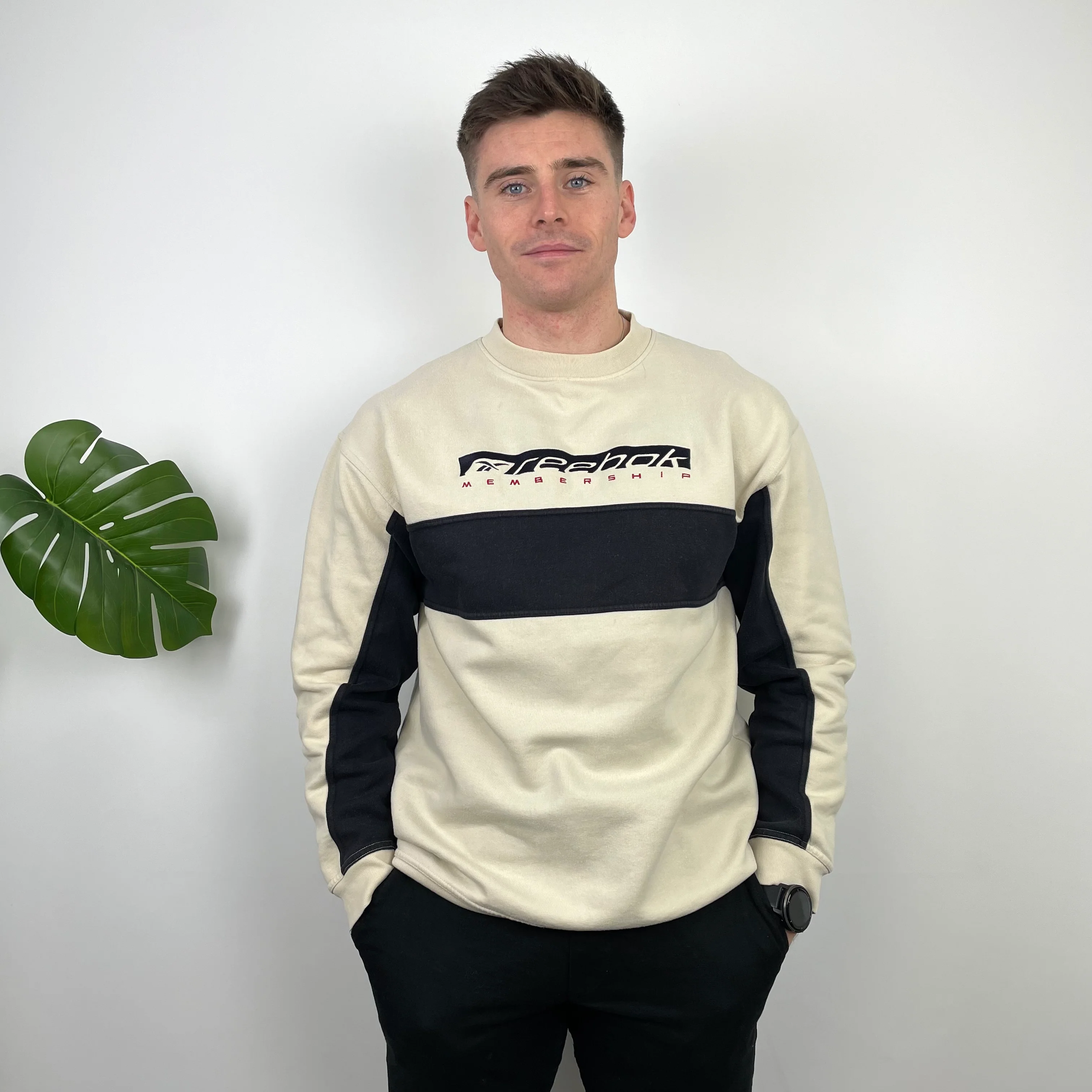 Reebok RARE Cream Embroidered Spell Out Sweatshirt (XL) - Image 2