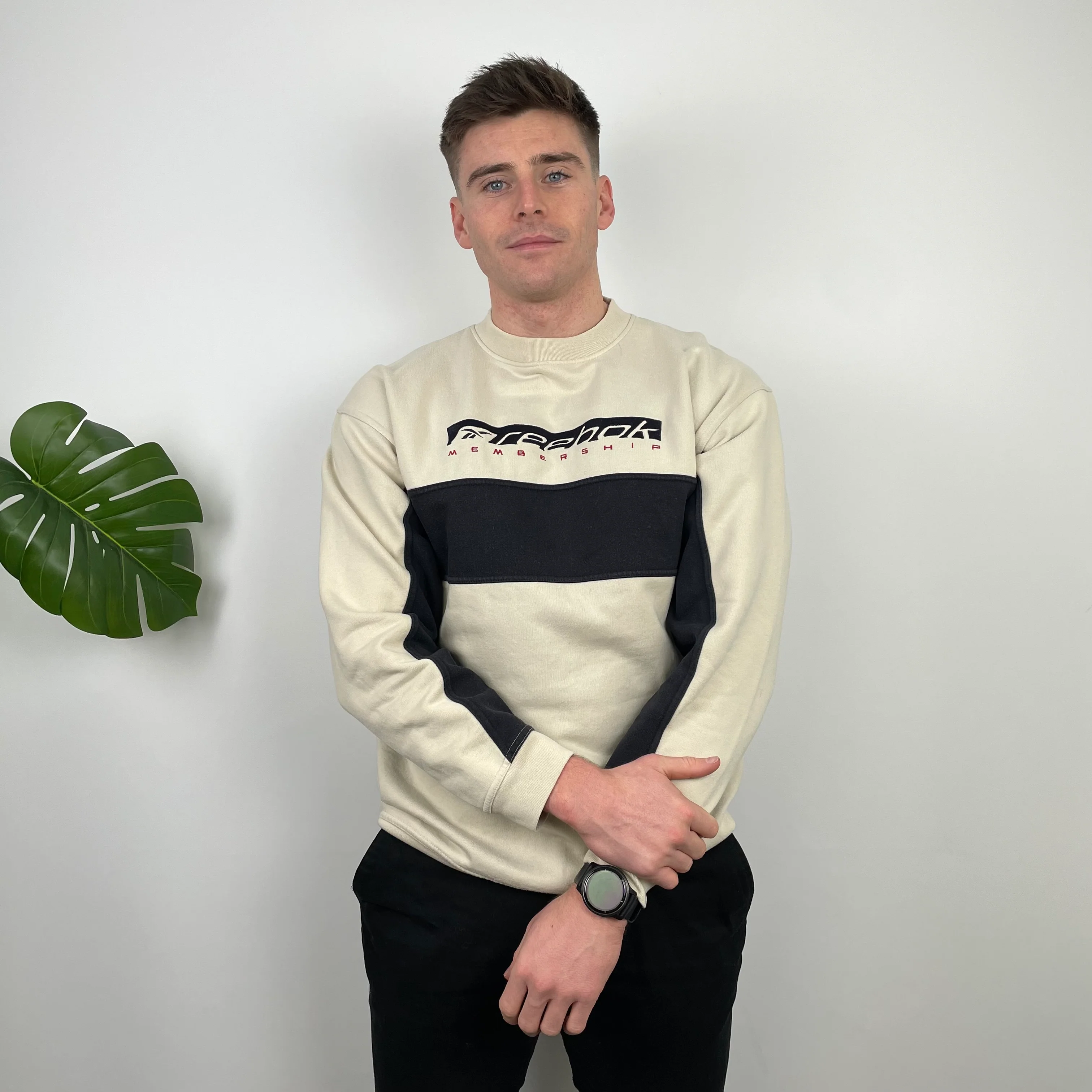 Reebok RARE Cream Embroidered Spell Out Sweatshirt (XL) - Image 3