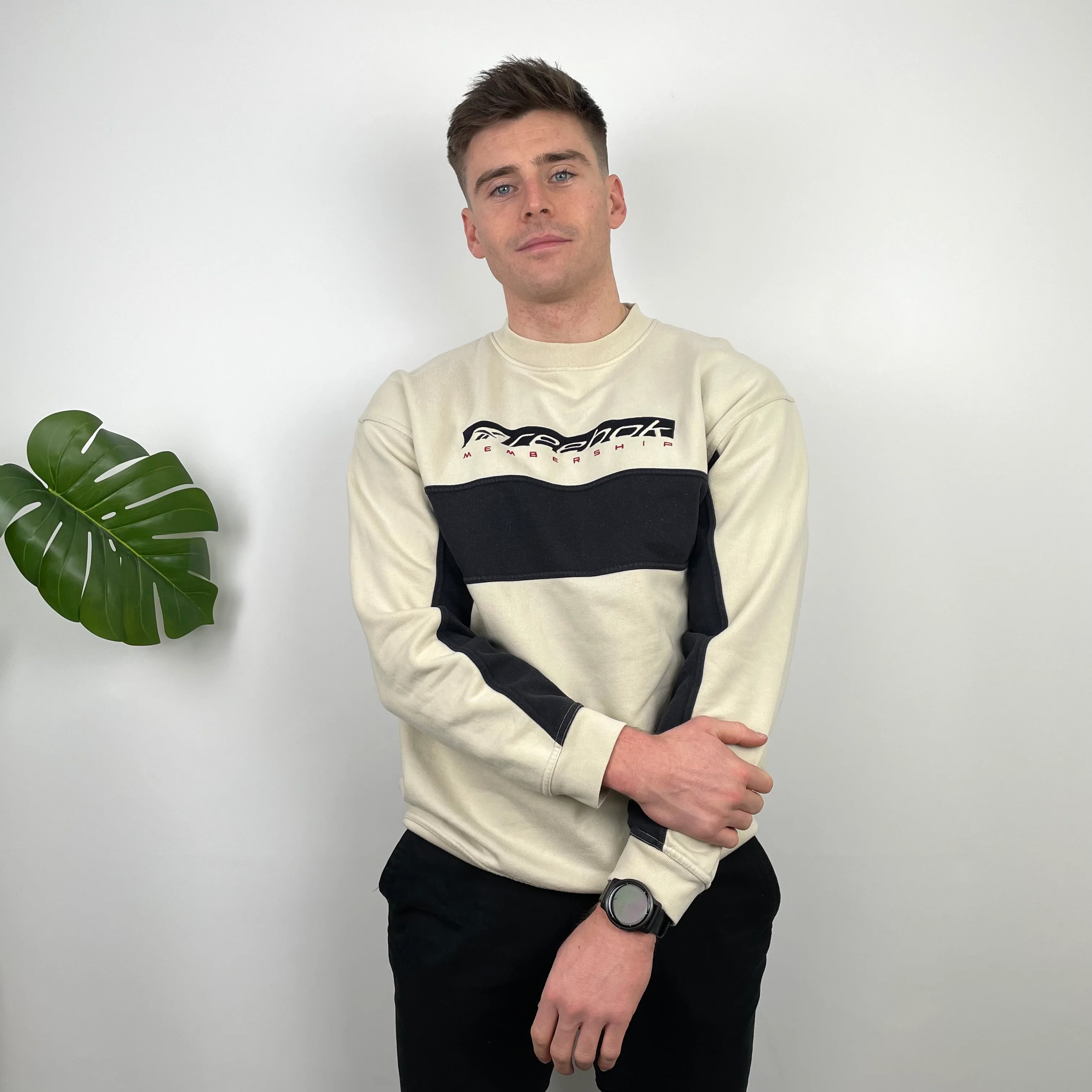 Reebok RARE Cream Embroidered Spell Out Sweatshirt (XL) - Image 4