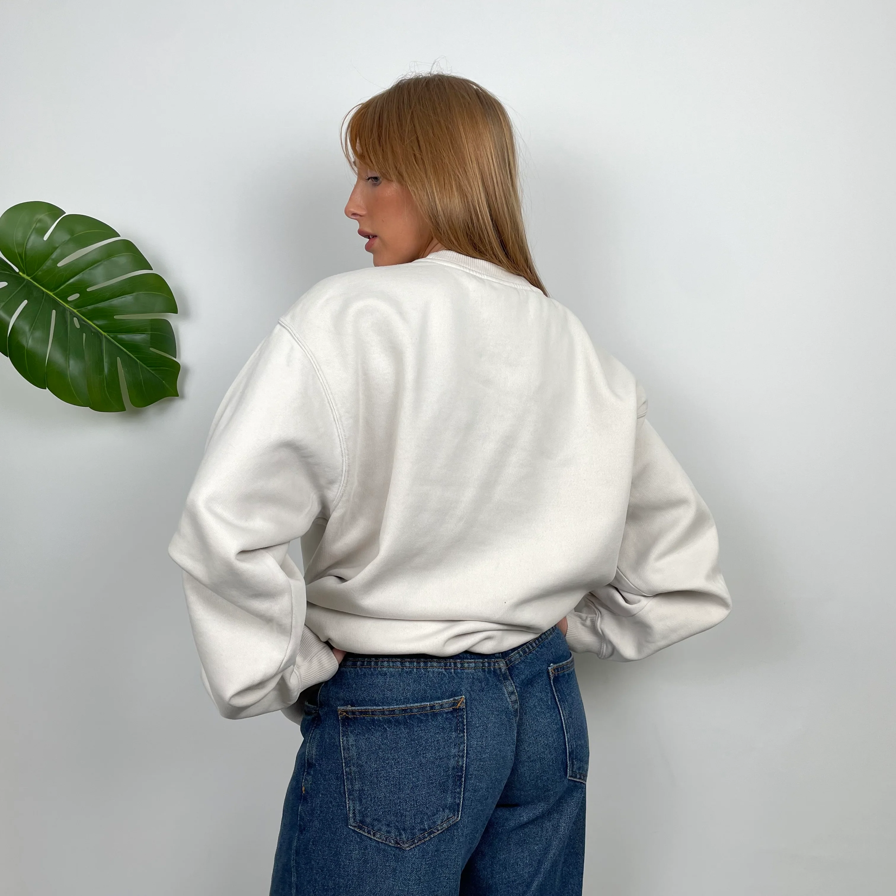 Reebok RARE Cream Embroidered Spell Out Sweatshirt (M) - Image 5