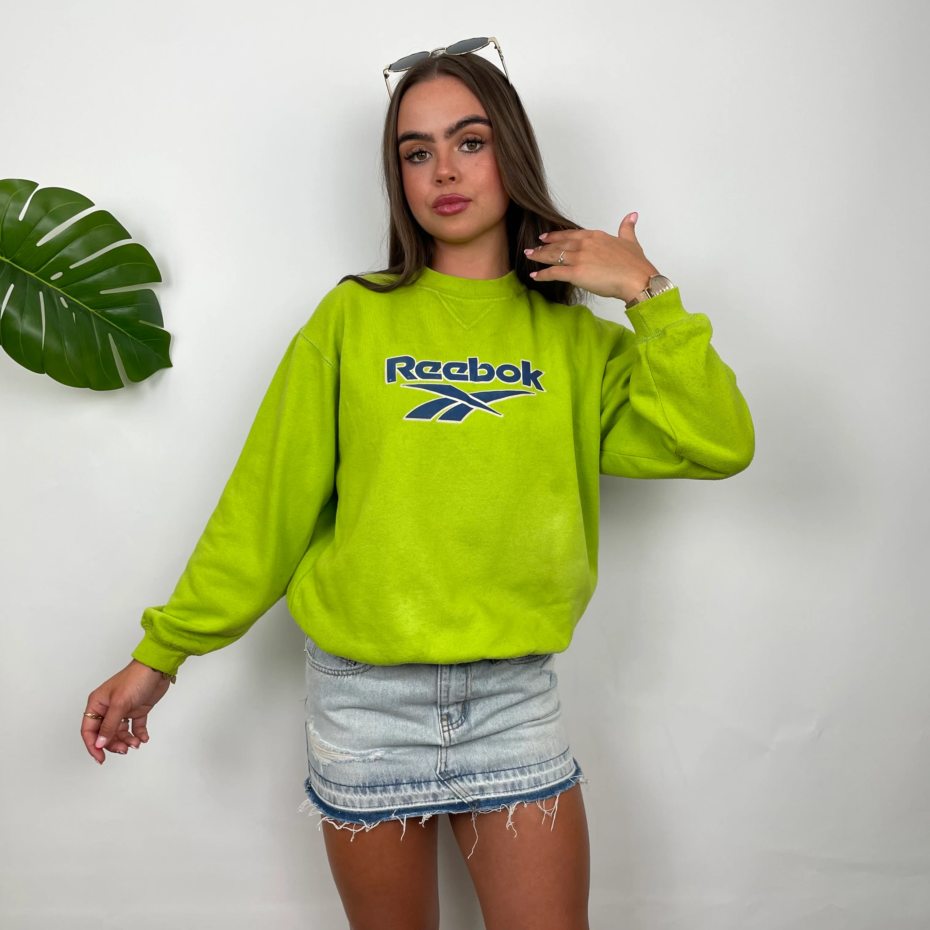 Reebok RARE Green Embroidered Spell Out Sweatshirt (XS) - Image 3