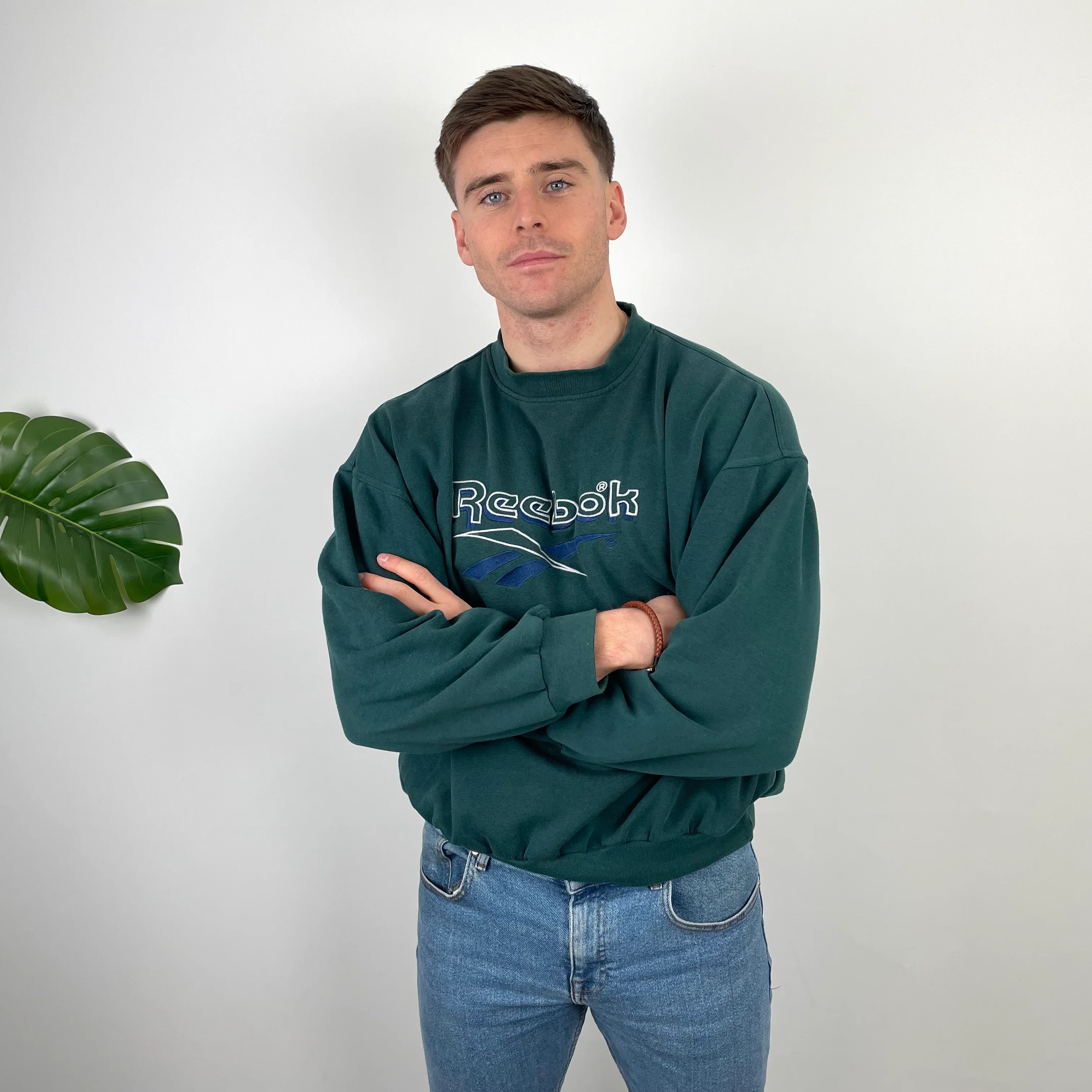 Reebok RARE Green Embroidered Spell Out Sweatshirt (M) - Image 3