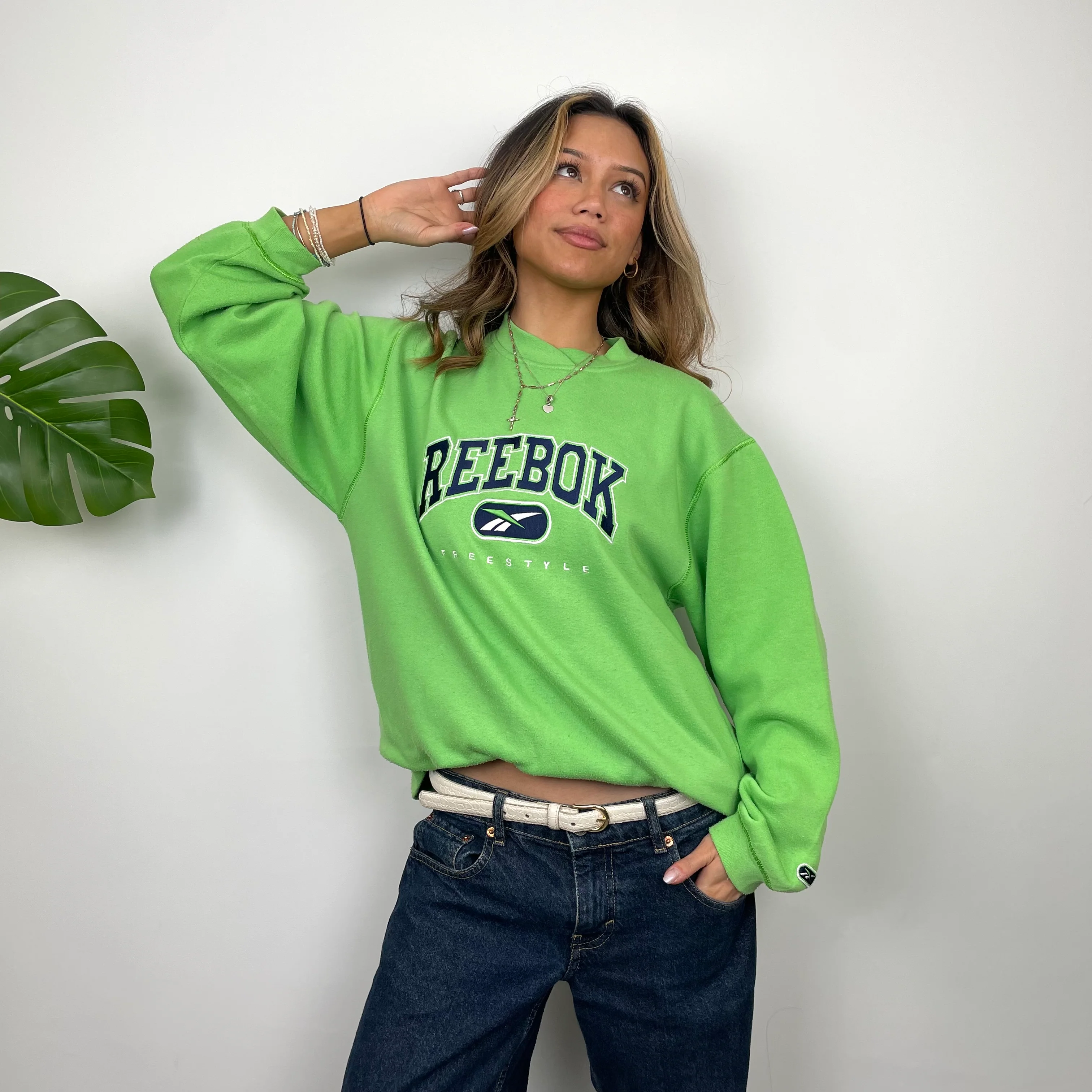 Reebok RARE Green Embroidered Spell Out Sweatshirt (S) - Image 2