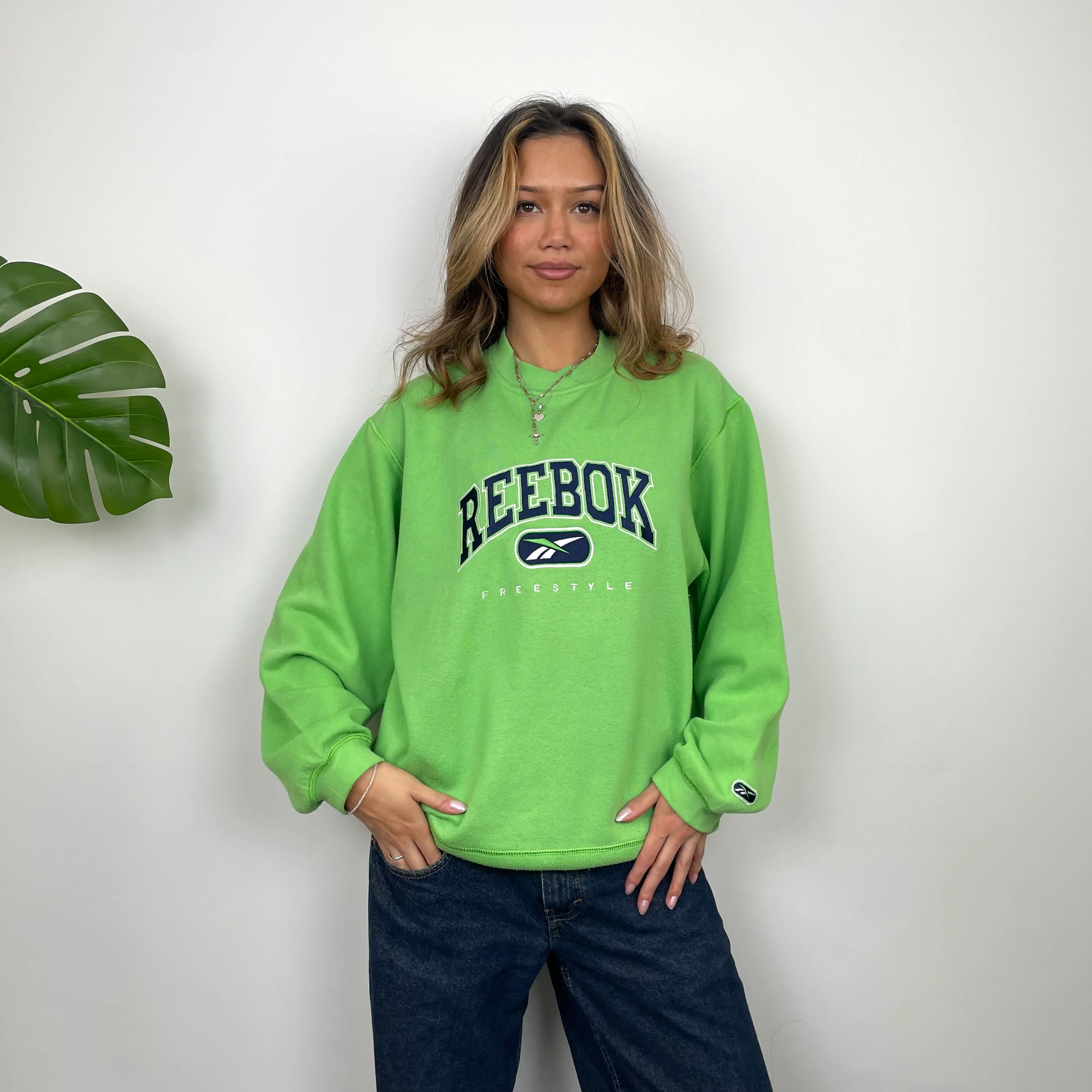 Reebok RARE Green Embroidered Spell Out Sweatshirt (S) - Image 3