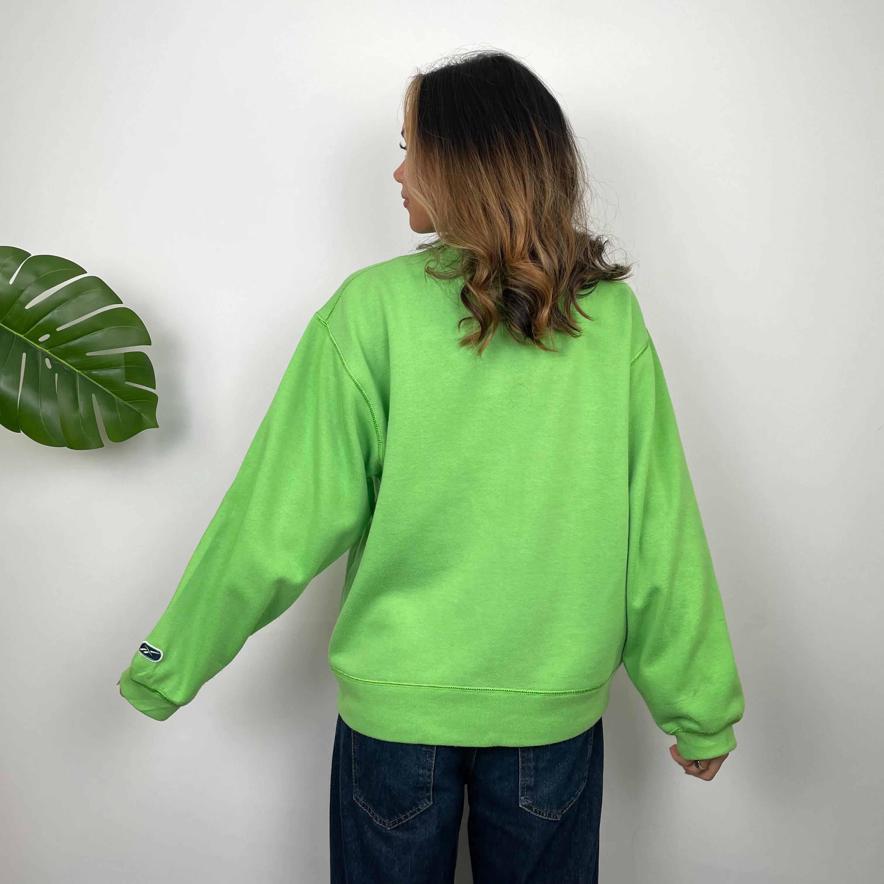 Reebok RARE Green Embroidered Spell Out Sweatshirt (S) - Image 7