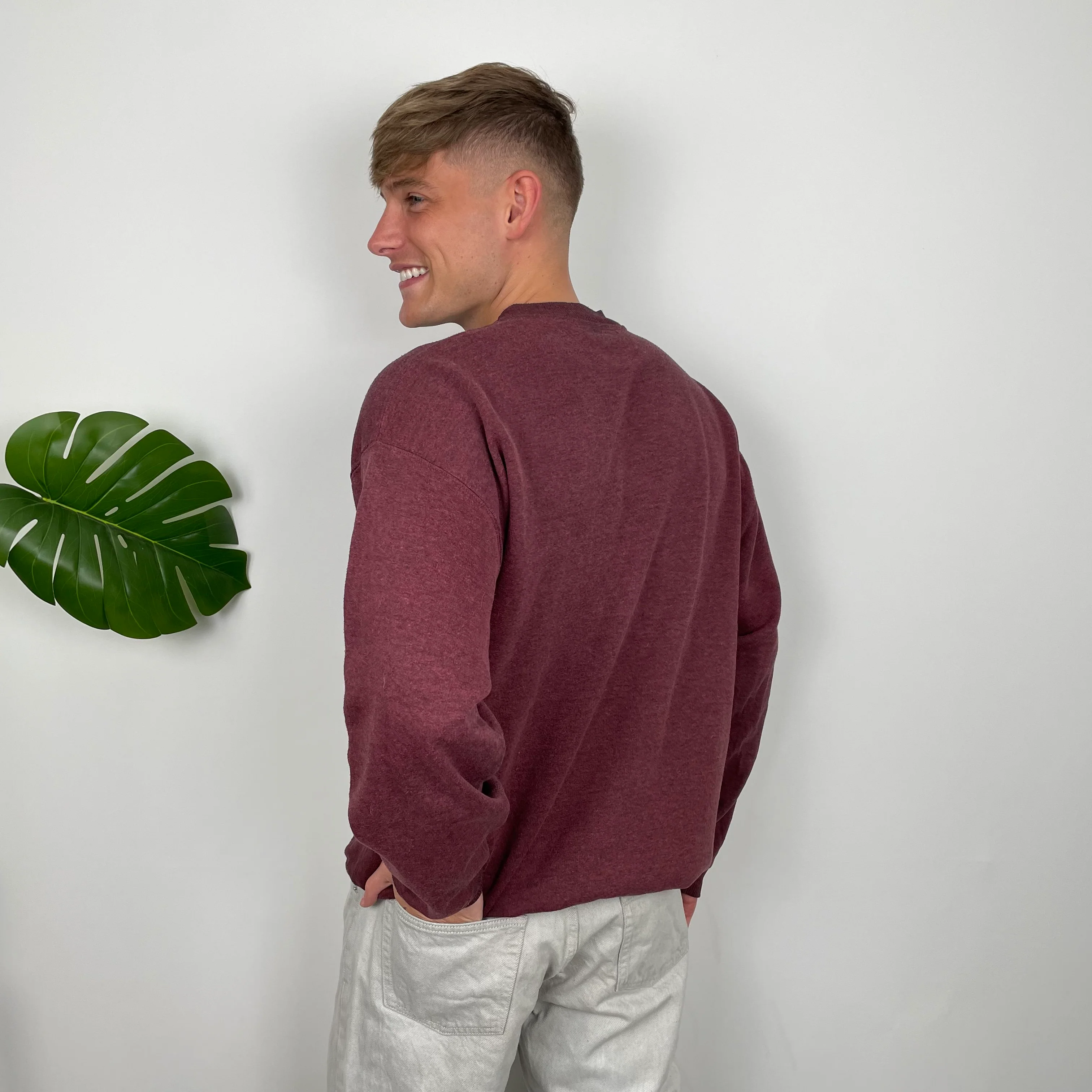 Reebok RARE Maroon Embroidered Spell Out Sweatshirt (M) - Image 6