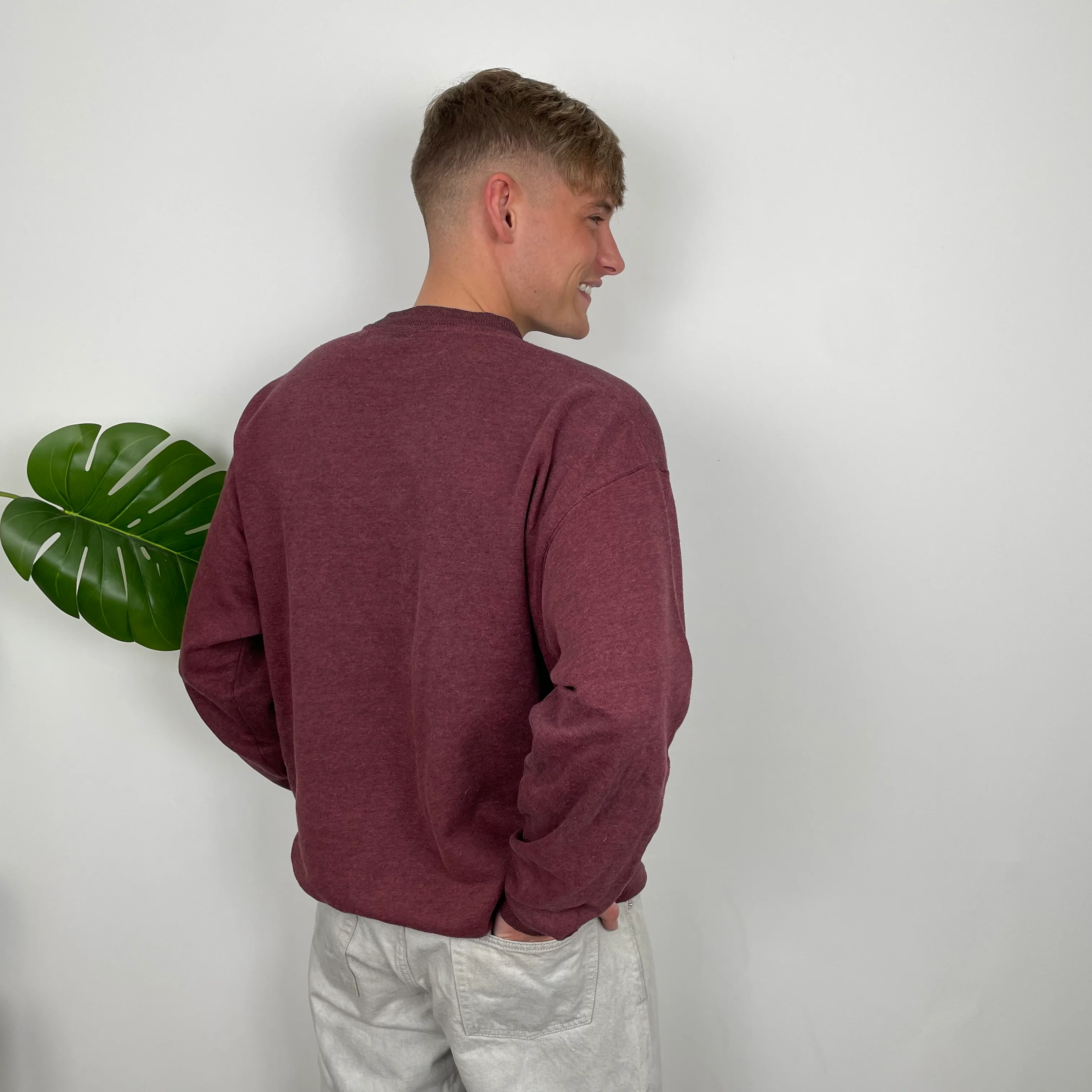 Reebok RARE Maroon Embroidered Spell Out Sweatshirt (M) - Image 7