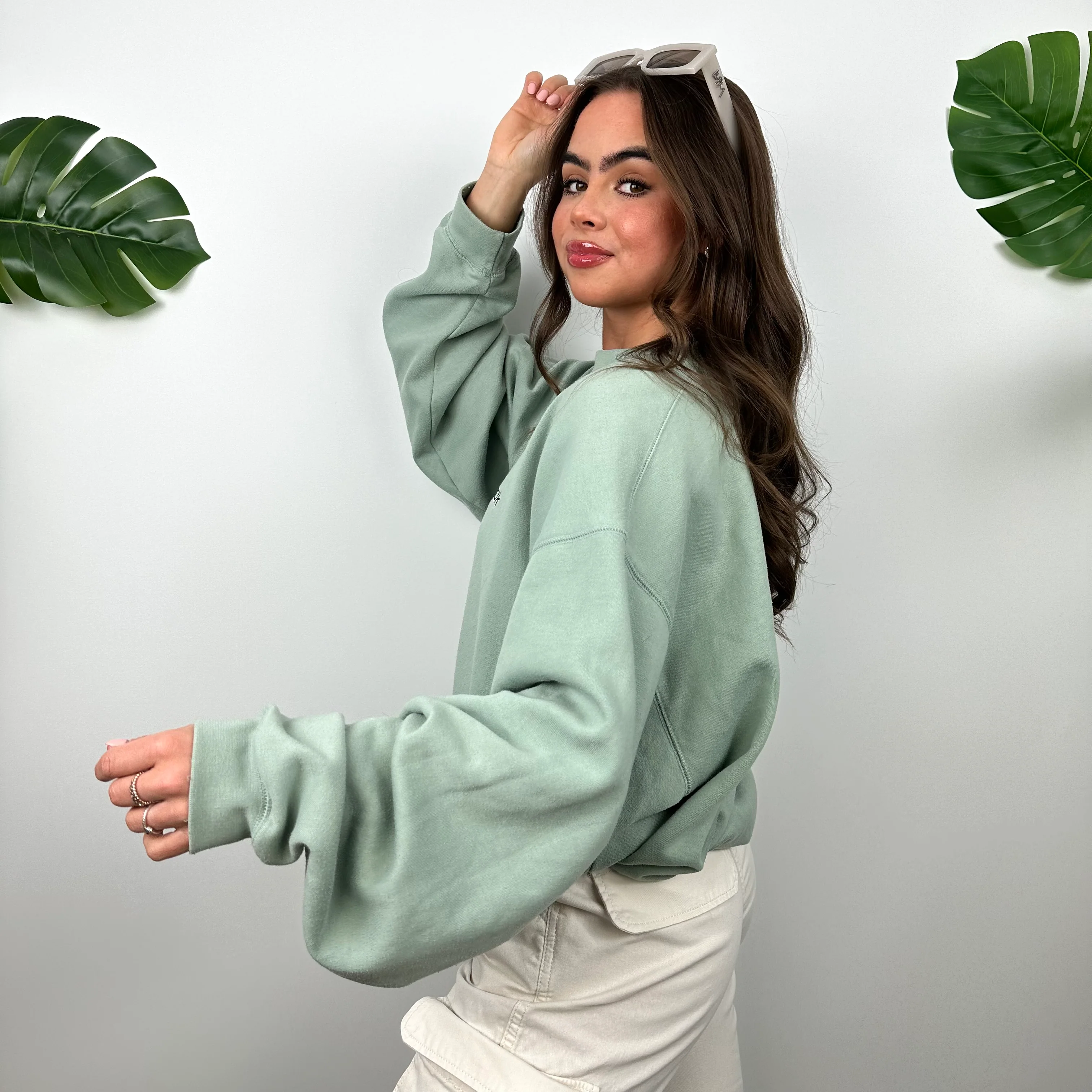 Reebok RARE Mint Green Embroidered Spell Out Sweatshirt (XL) - Image 5