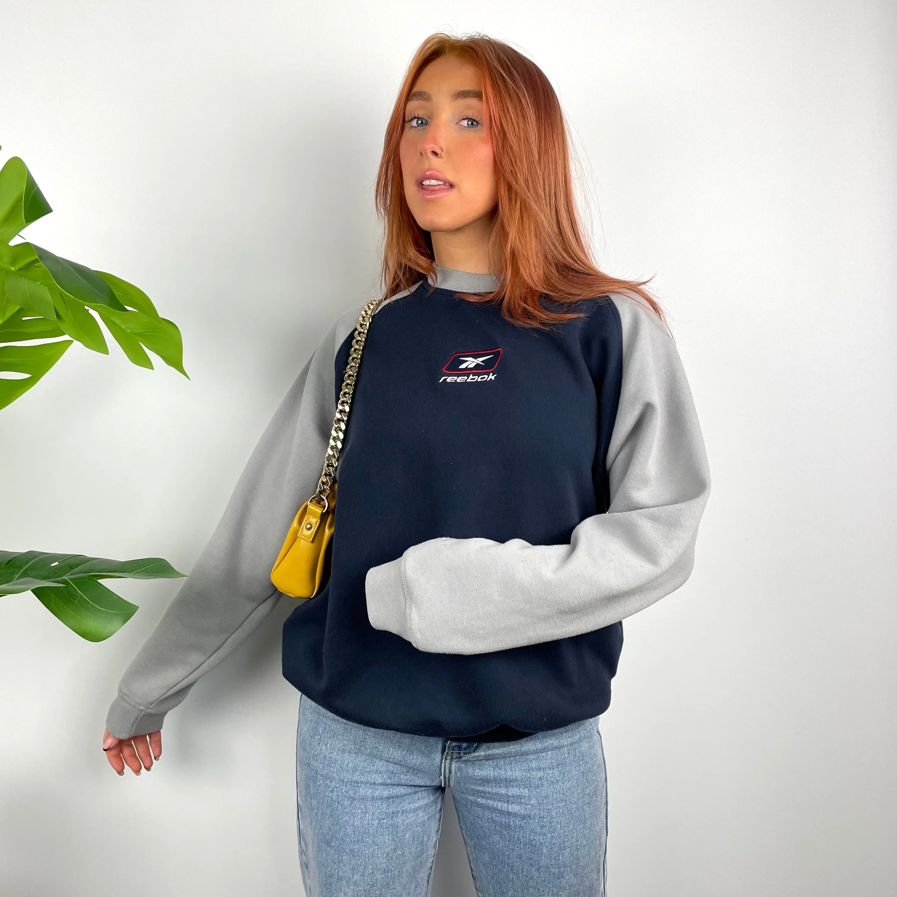 Reebok RARE Navy Embroidered Spell Out Sweatshirt (M) - Image 5